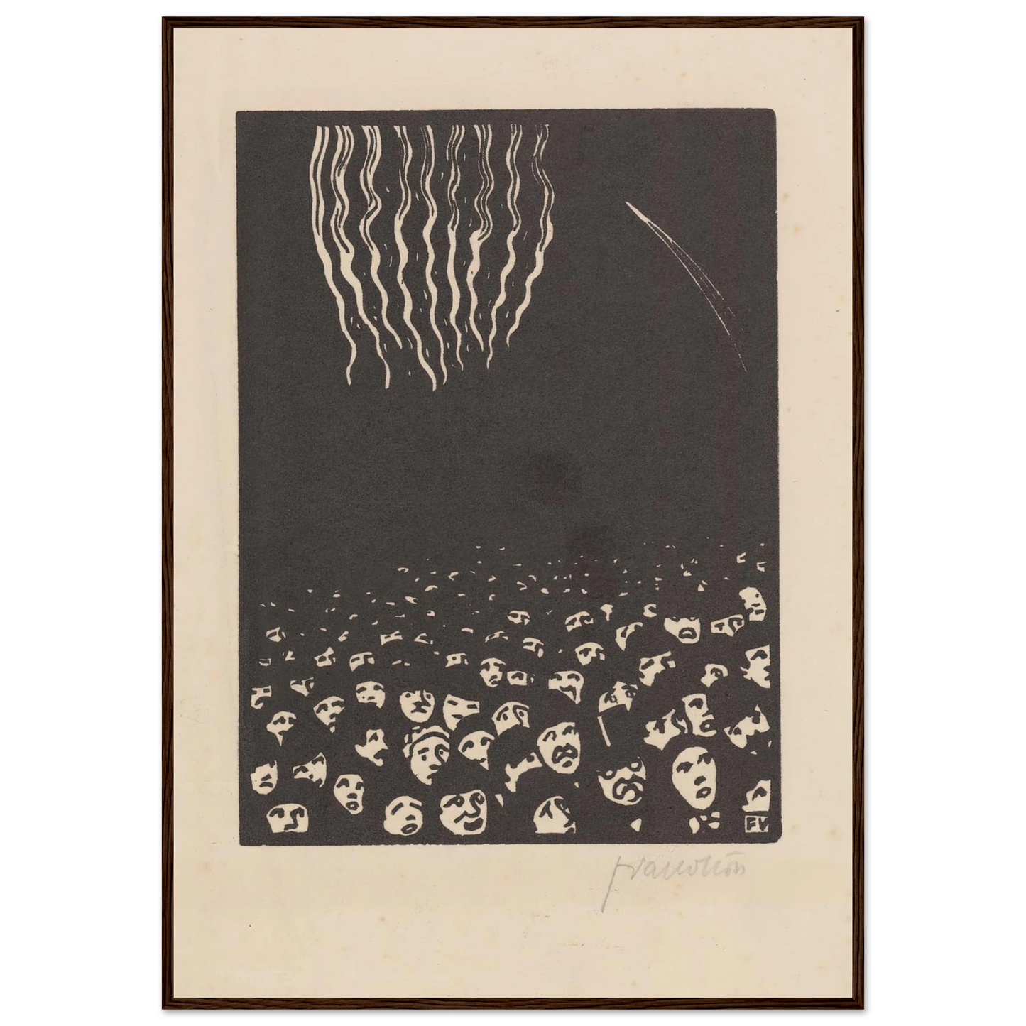 Fireworks (Le feu d’artifice) (1901) Art Print | Felix Vallotton - Framed Poster - 30x40 cm / 12x16″ - Black frame