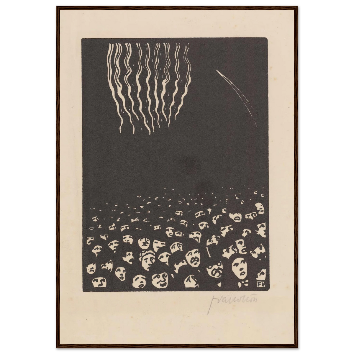 Fireworks (Le feu d’artifice) (1901) Art Print | Felix Vallotton - Framed Poster - 30x40 cm / 12x16″ - Black frame