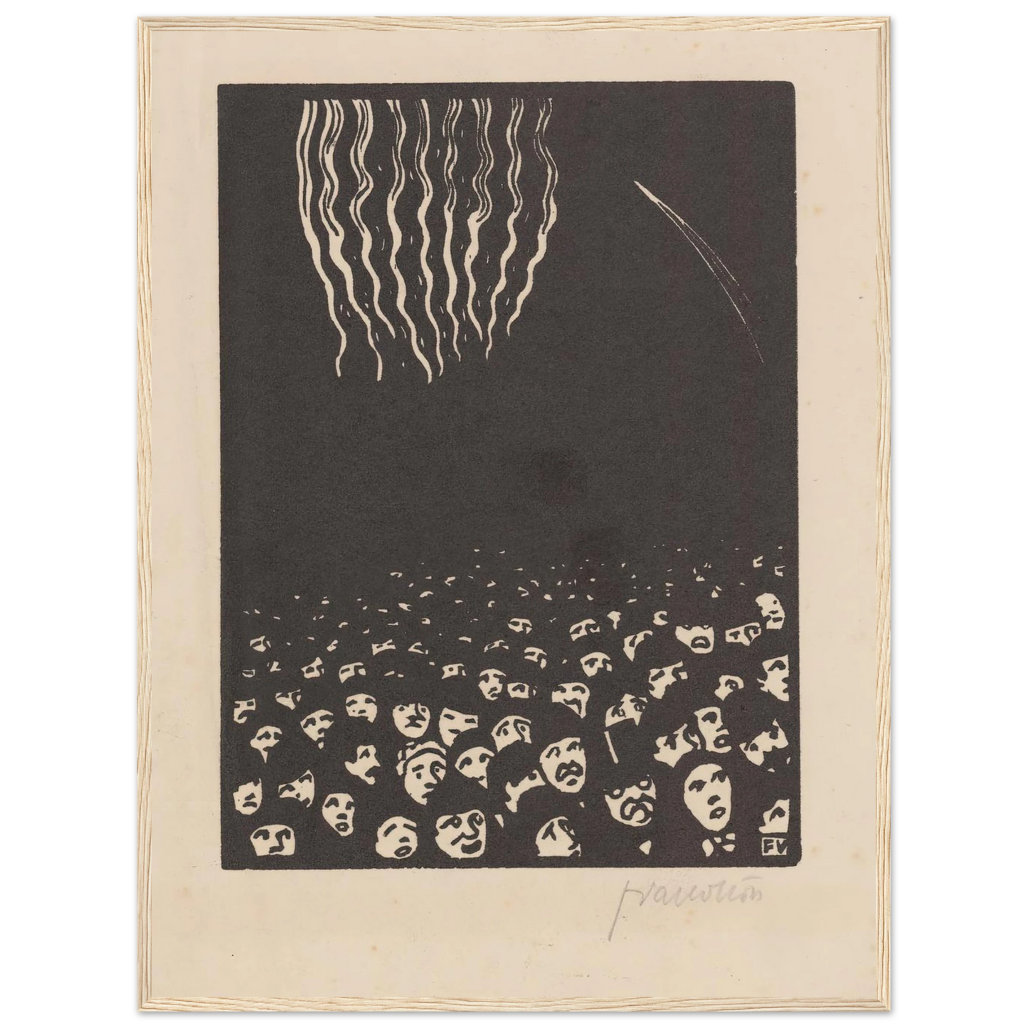 Fireworks (Le feu d’artifice) (1901) Art Print | Felix Vallotton - Framed Poster - 30x40 cm / 12x16″ - Black frame