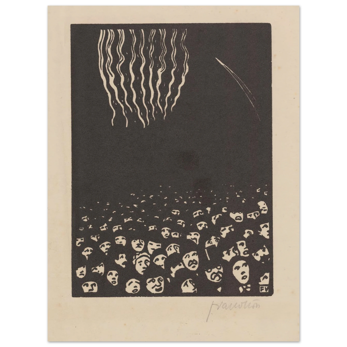 Fireworks (Le feu d’artifice) (1901) Art Print | Felix Vallotton - Framed Poster - 30x40 cm / 12x16″ - Black frame