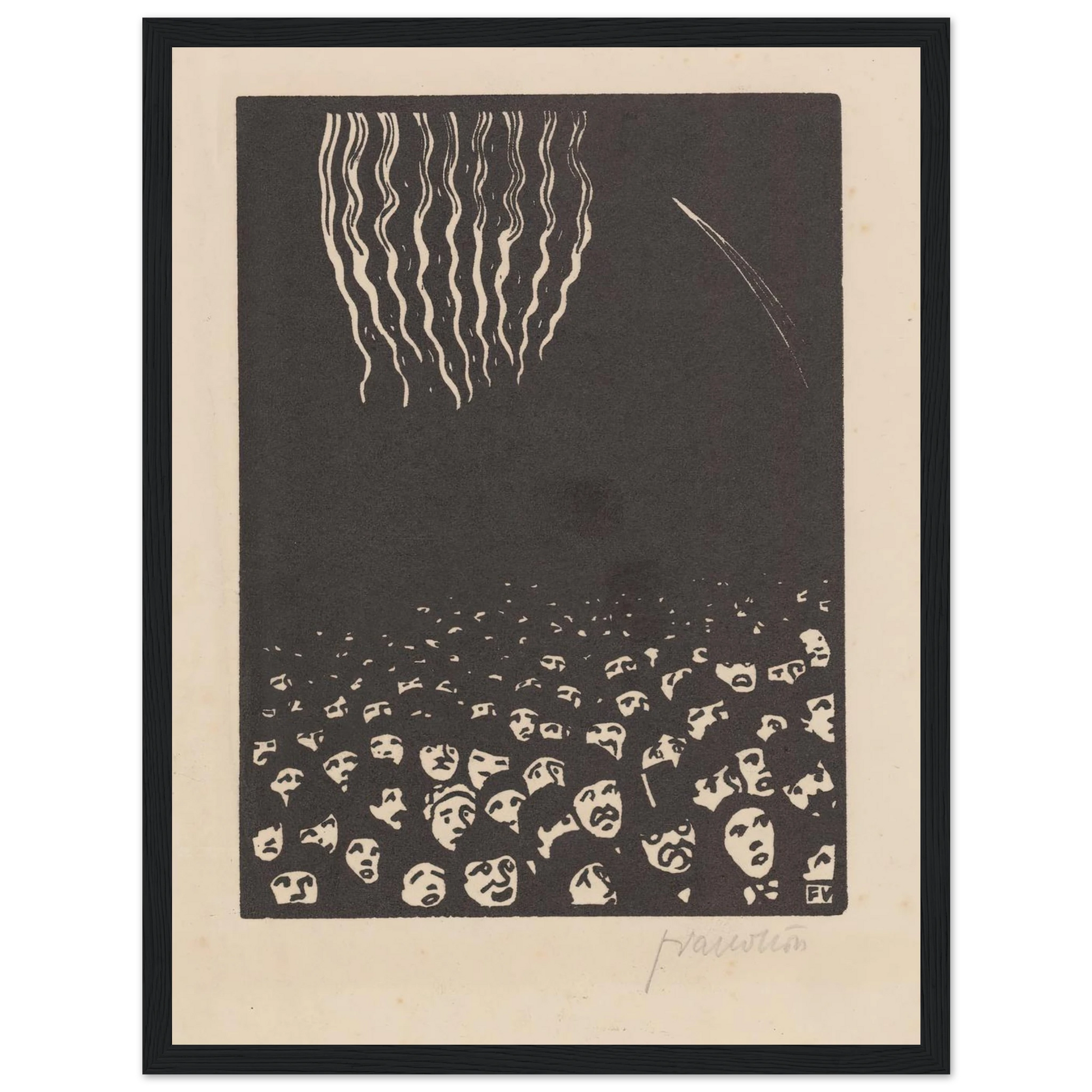 Fireworks (Le feu d’artifice) (1901) Art Print | Felix Vallotton - Framed Poster - 30x40 cm / 12x16″ - Black frame