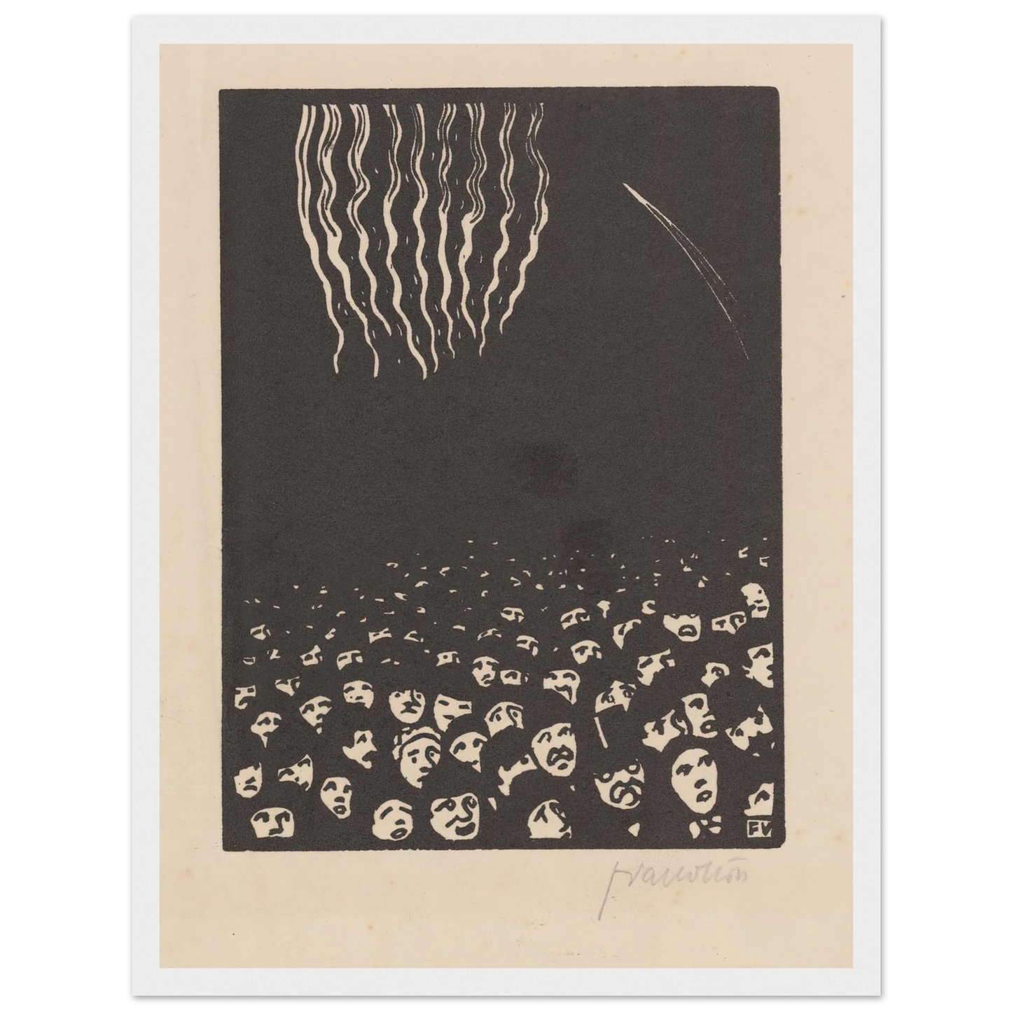 Fireworks (Le feu d’artifice) (1901) Art Print | Felix Vallotton - Framed Poster - 30x40 cm / 12x16″ - Black frame
