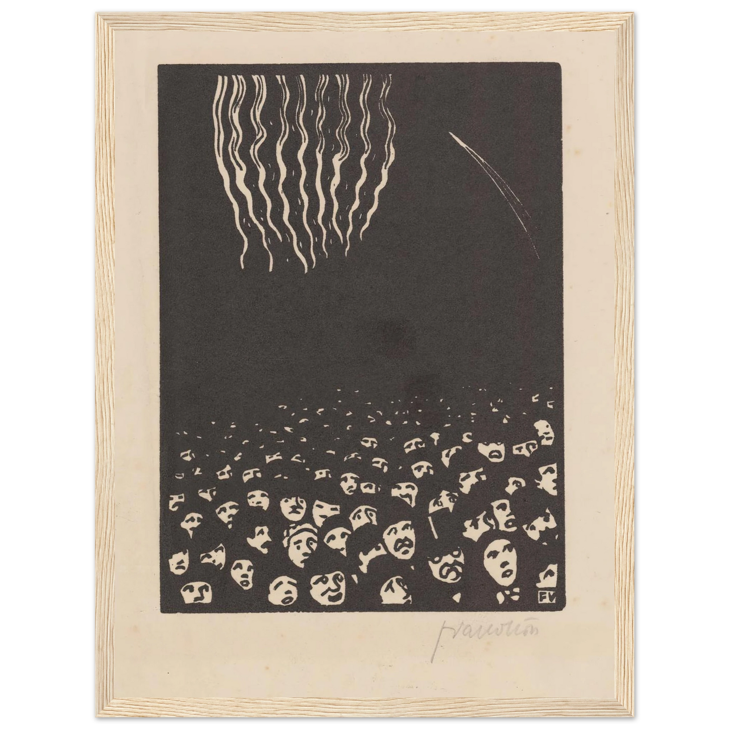 Fireworks (Le feu d’artifice) (1901) Art Print | Felix Vallotton - Framed Poster - 30x40 cm / 12x16″ - Black frame