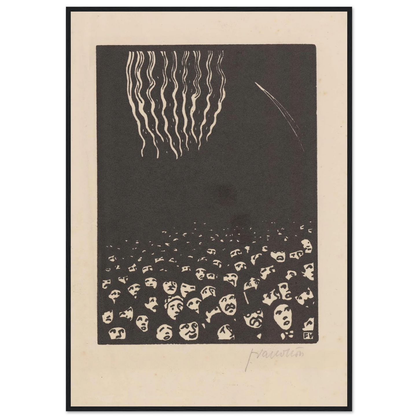 Fireworks (Le feu d’artifice) (1901) Art Print | Felix Vallotton - Framed Poster - 30x40 cm / 12x16″ - Black frame