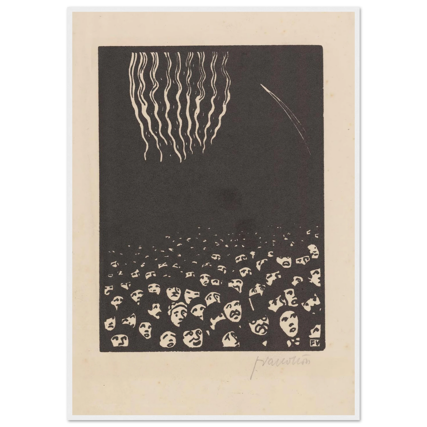 Fireworks (Le feu d’artifice) (1901) Art Print | Felix Vallotton - Framed Poster - 30x40 cm / 12x16″ - Black frame