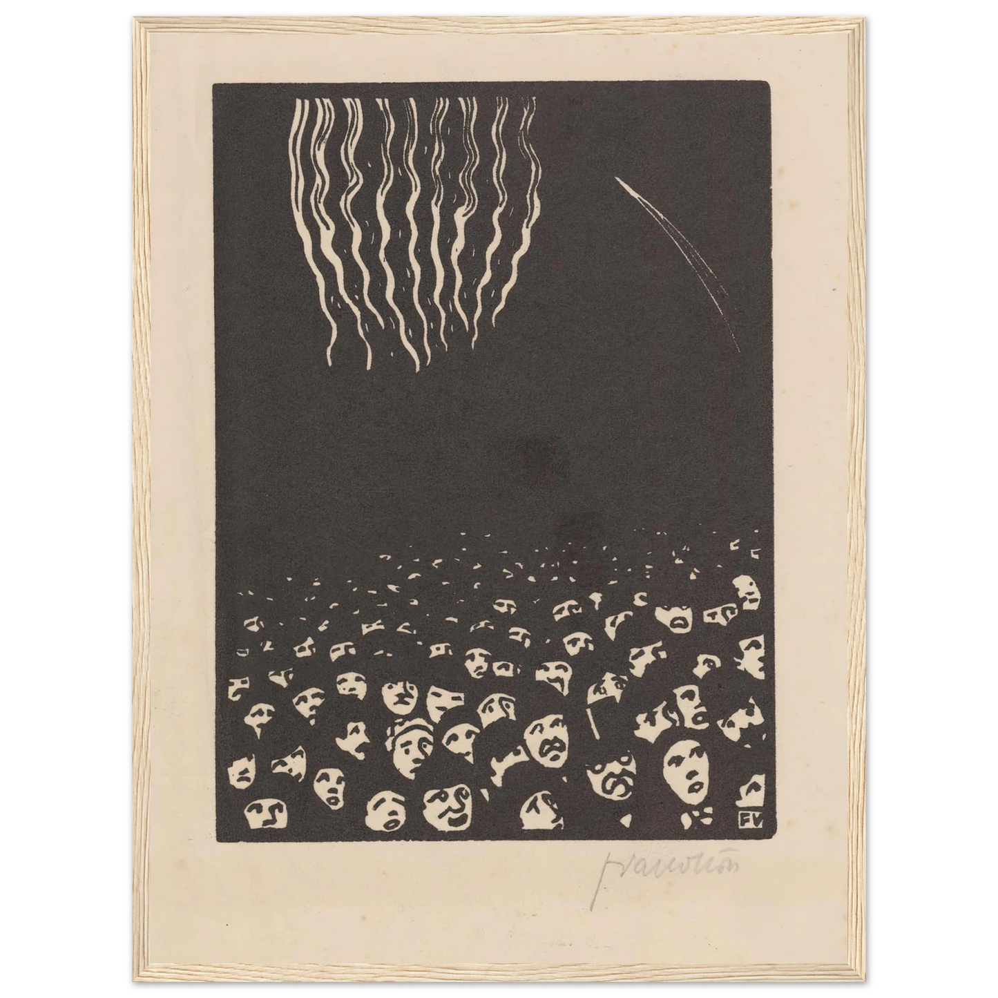 Fireworks (Le feu d’artifice) (1901) Art Print | Felix Vallotton - Framed Poster - 30x40 cm / 12x16″ - Black frame