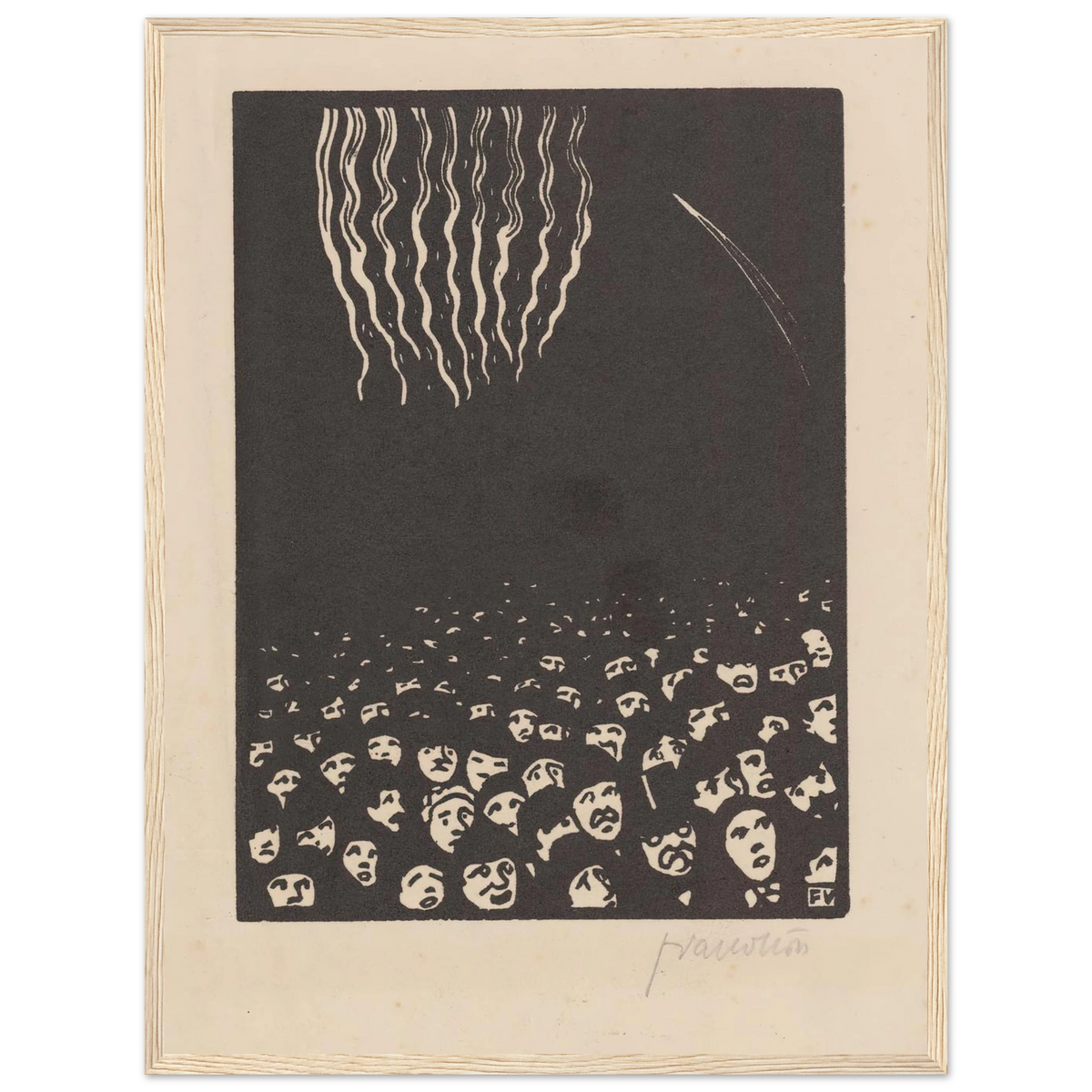 Fireworks (Le feu d’artifice) (1901) Art Print | Felix Vallotton - Framed Poster - 30x40 cm / 12x16″ - Black frame