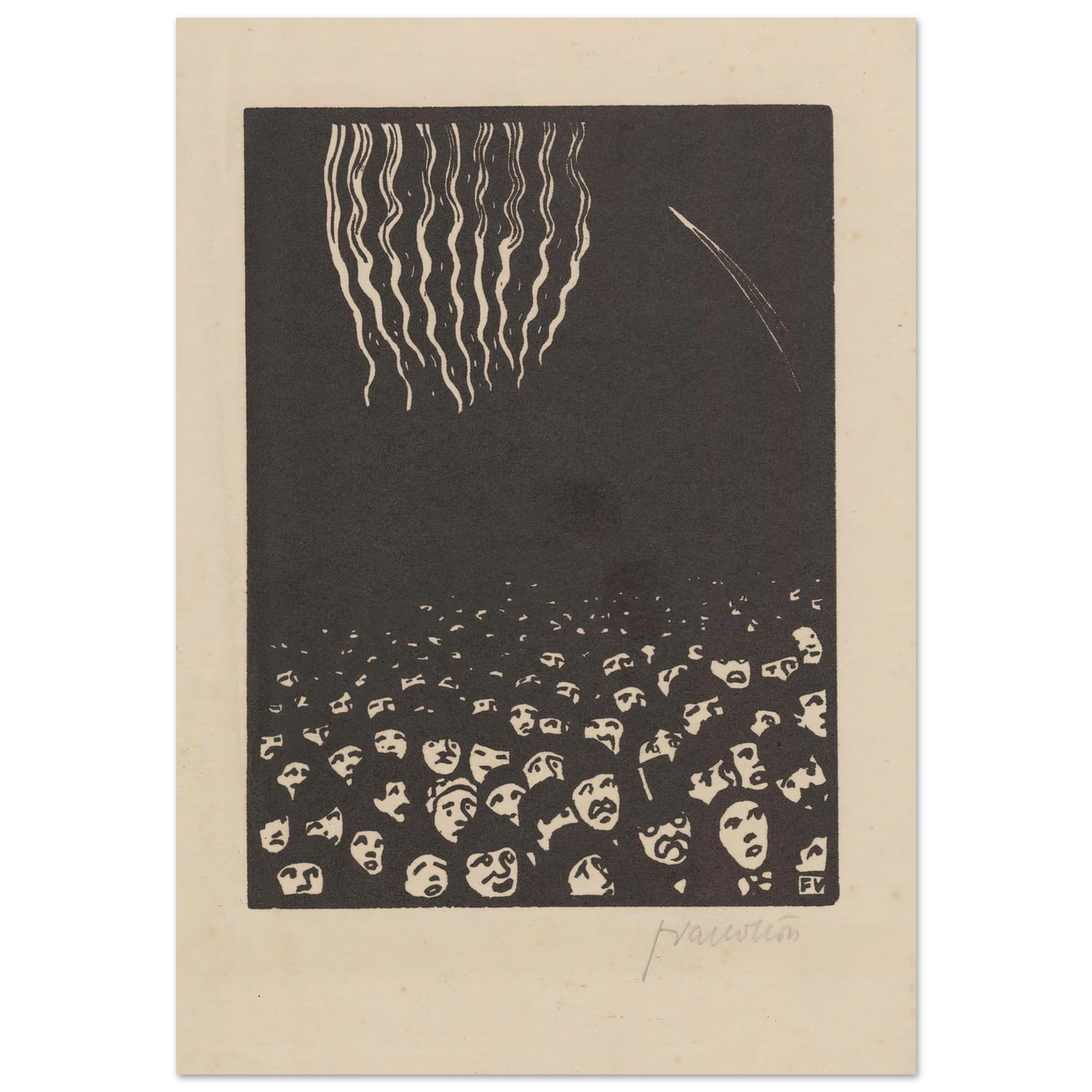 Fireworks (Le feu d’artifice) (1901) Art Print | Felix Vallotton - Framed Poster - 30x40 cm / 12x16″ - Black frame