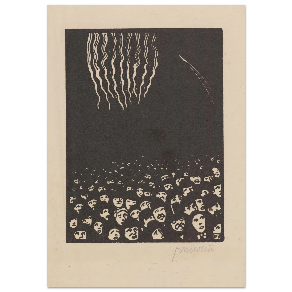 Fireworks (Le feu d’artifice) (1901) Art Print | Felix Vallotton - Framed Poster - 30x40 cm / 12x16″ - Black frame