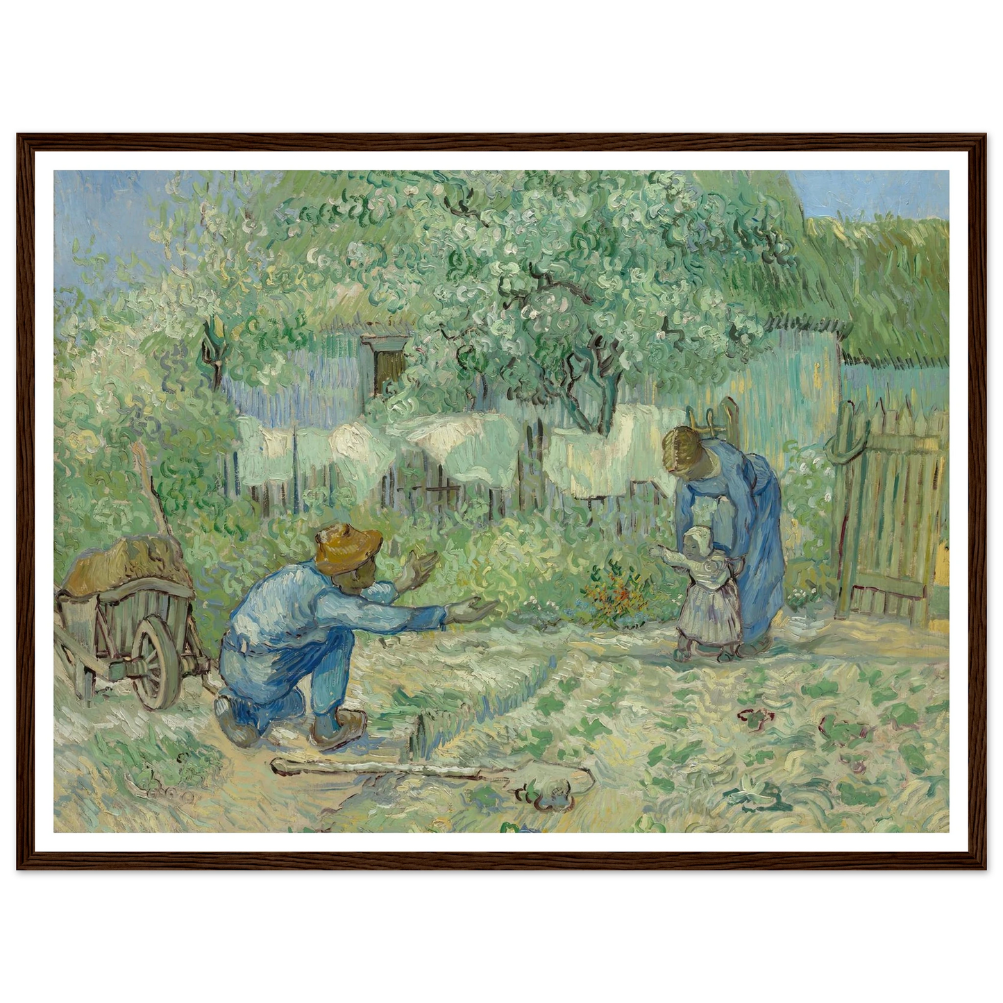 First Steps, after Millet (1890) Art Print | Vincent van Gogh - Framed Poster - 30x40 cm / 12x16″ - Black frame