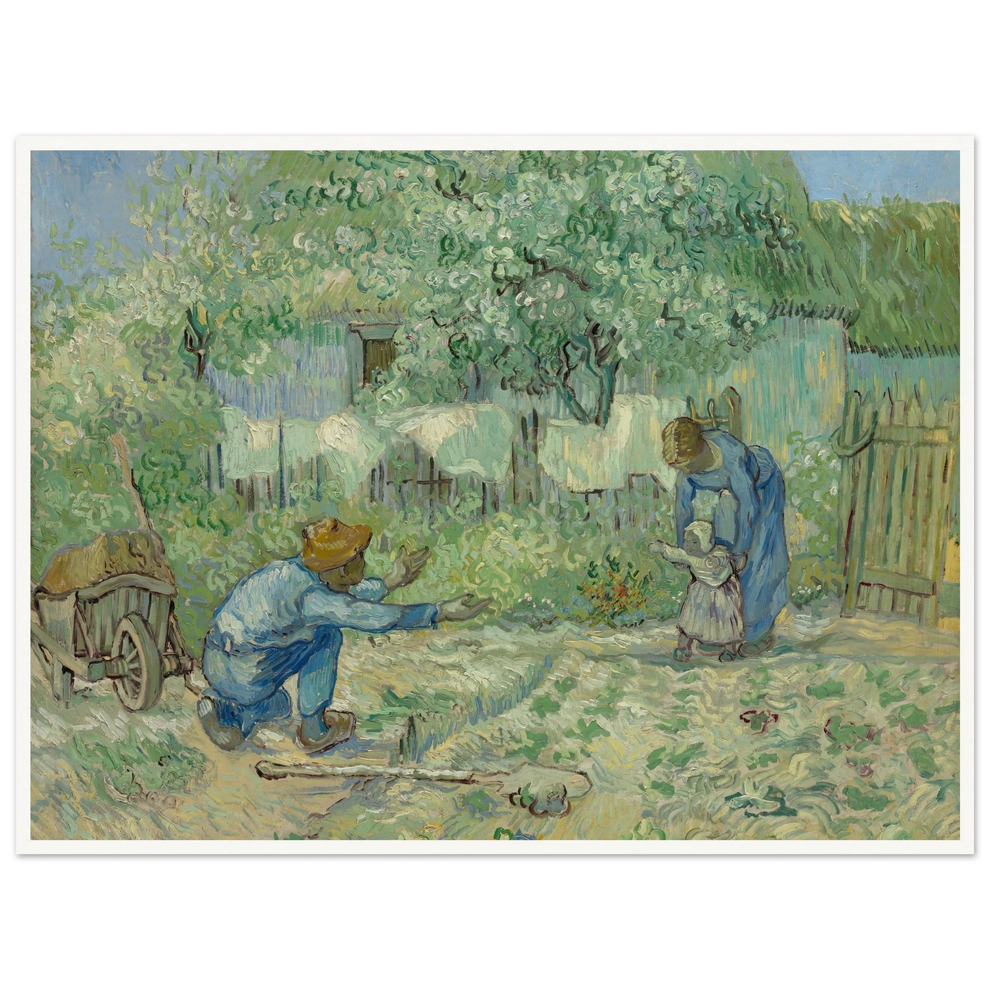 First Steps, after Millet (1890) Art Print | Vincent van Gogh - Framed Poster - 30x40 cm / 12x16″ - Black frame