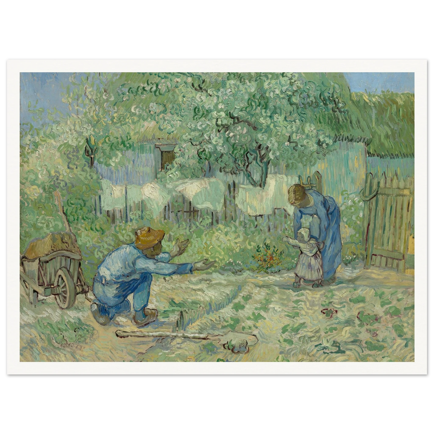 First Steps, after Millet (1890) Art Print | Vincent van Gogh - Framed Poster - 30x40 cm / 12x16″ - Black frame