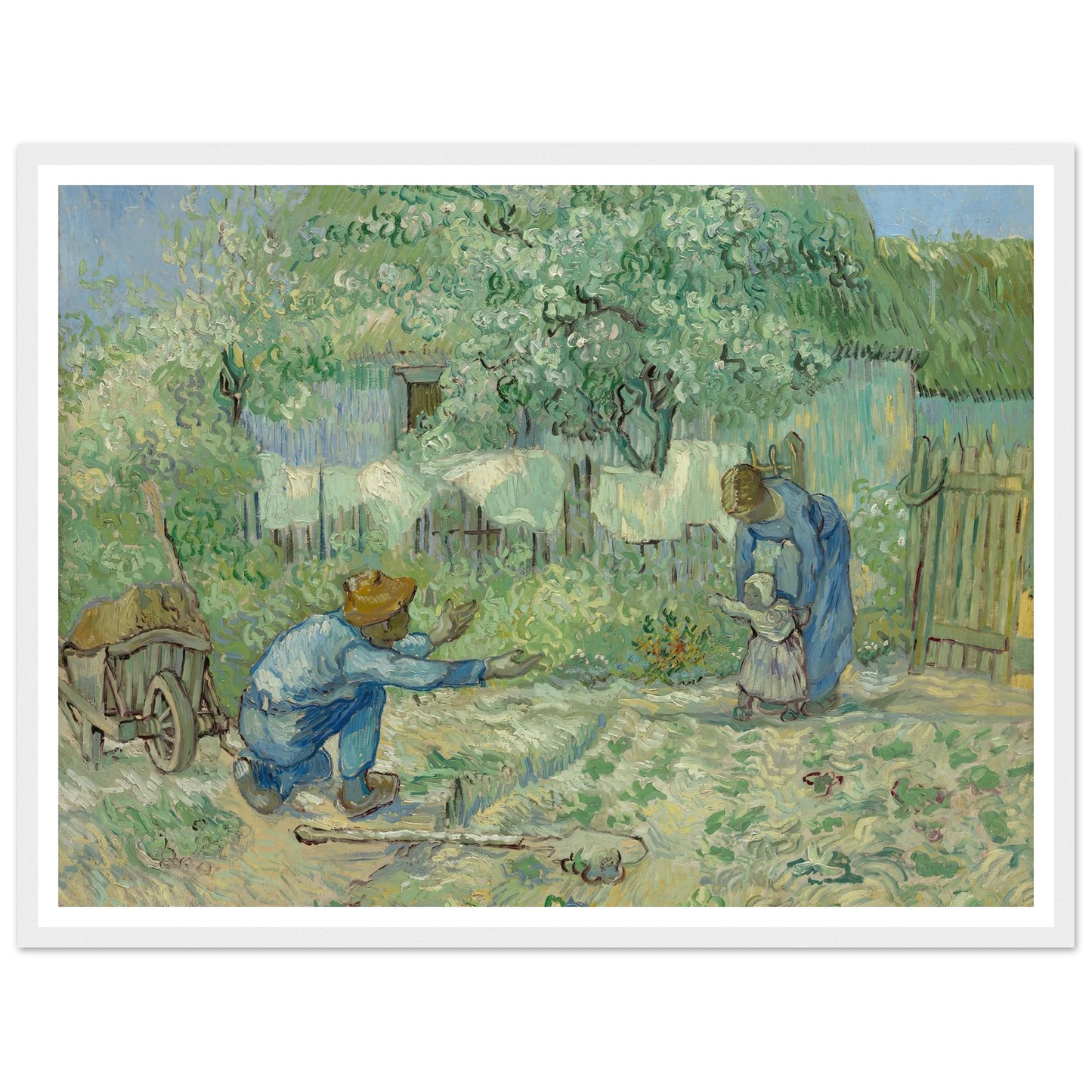 First Steps, after Millet (1890) Art Print | Vincent van Gogh - Framed Poster - 30x40 cm / 12x16″ - Black frame