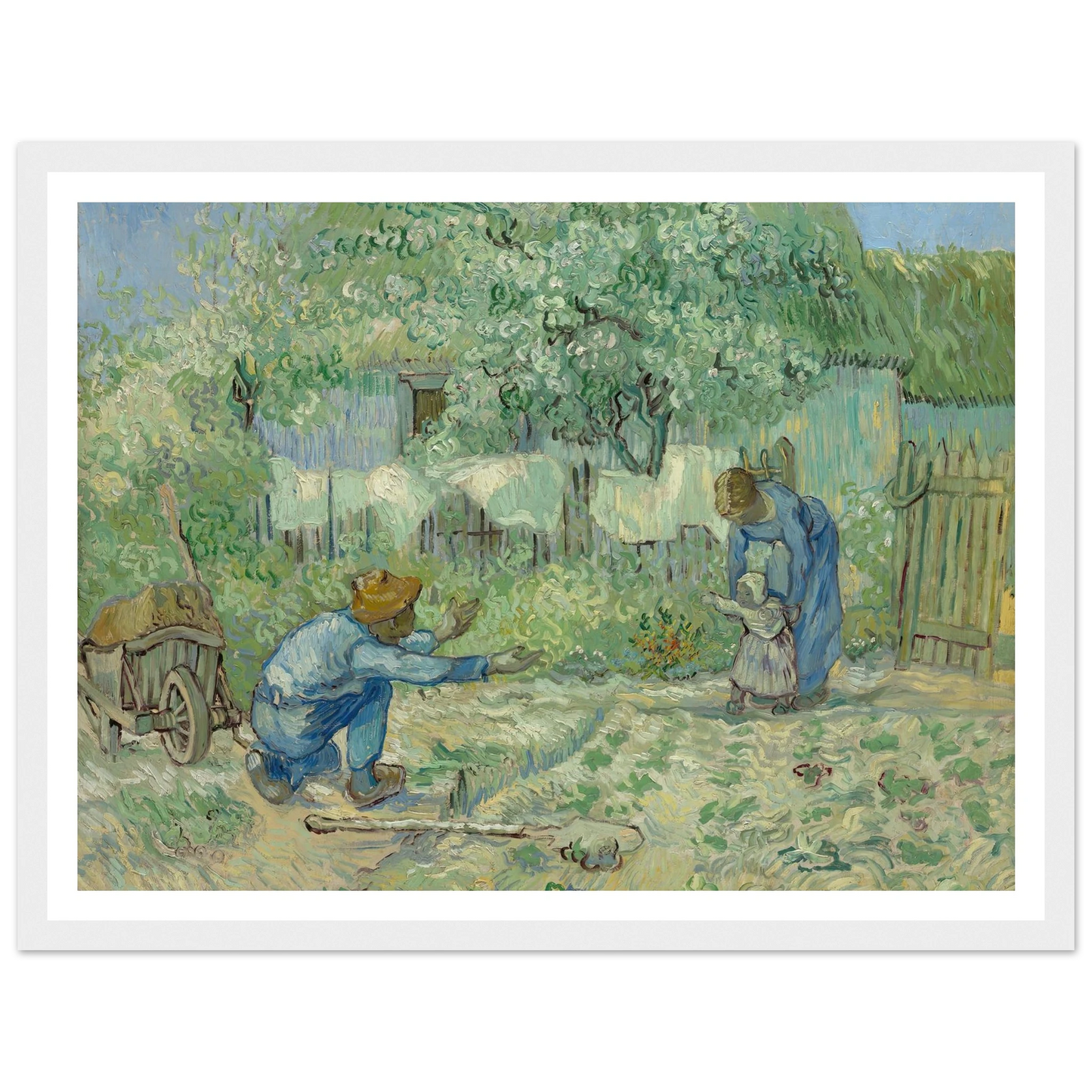 First Steps, after Millet (1890) Art Print | Vincent van Gogh - Framed Poster - 30x40 cm / 12x16″ - Black frame