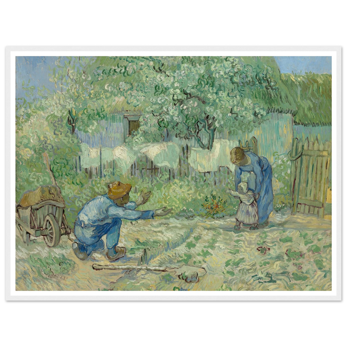 First Steps, after Millet (1890) Art Print | Vincent van Gogh - Framed Poster - 30x40 cm / 12x16″ - Black frame