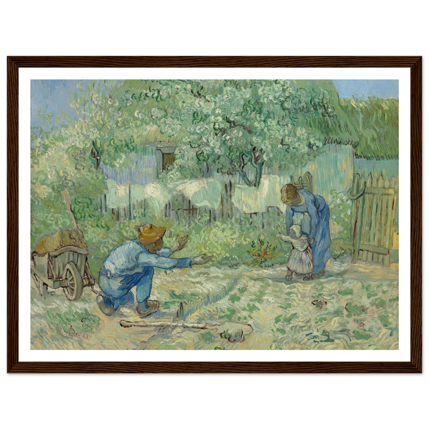First Steps, after Millet (1890) Art Print | Vincent van Gogh - Framed Poster - 30x40 cm / 12x16″ - Black frame