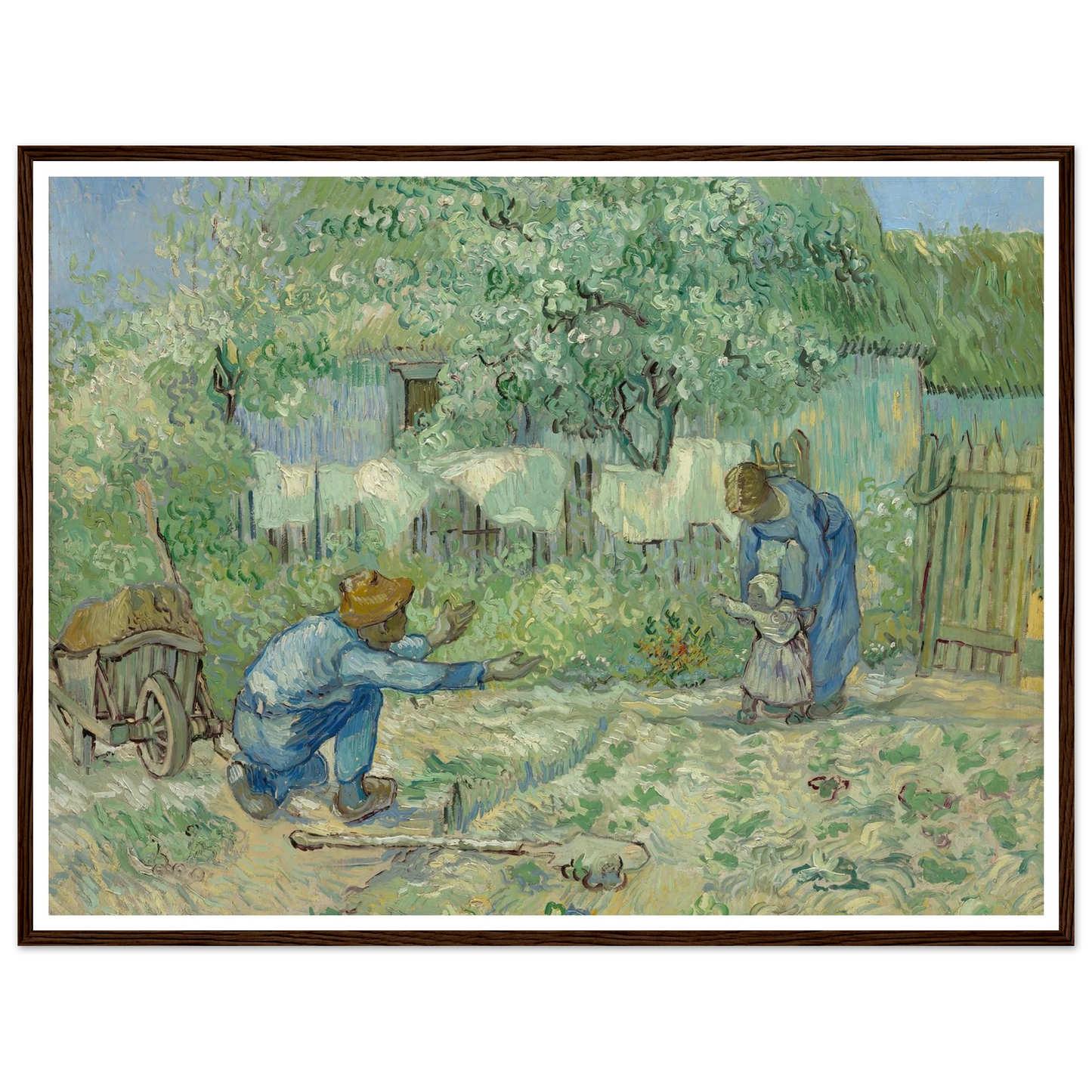 First Steps, after Millet (1890) Art Print | Vincent van Gogh - Framed Poster - 30x40 cm / 12x16″ - Black frame