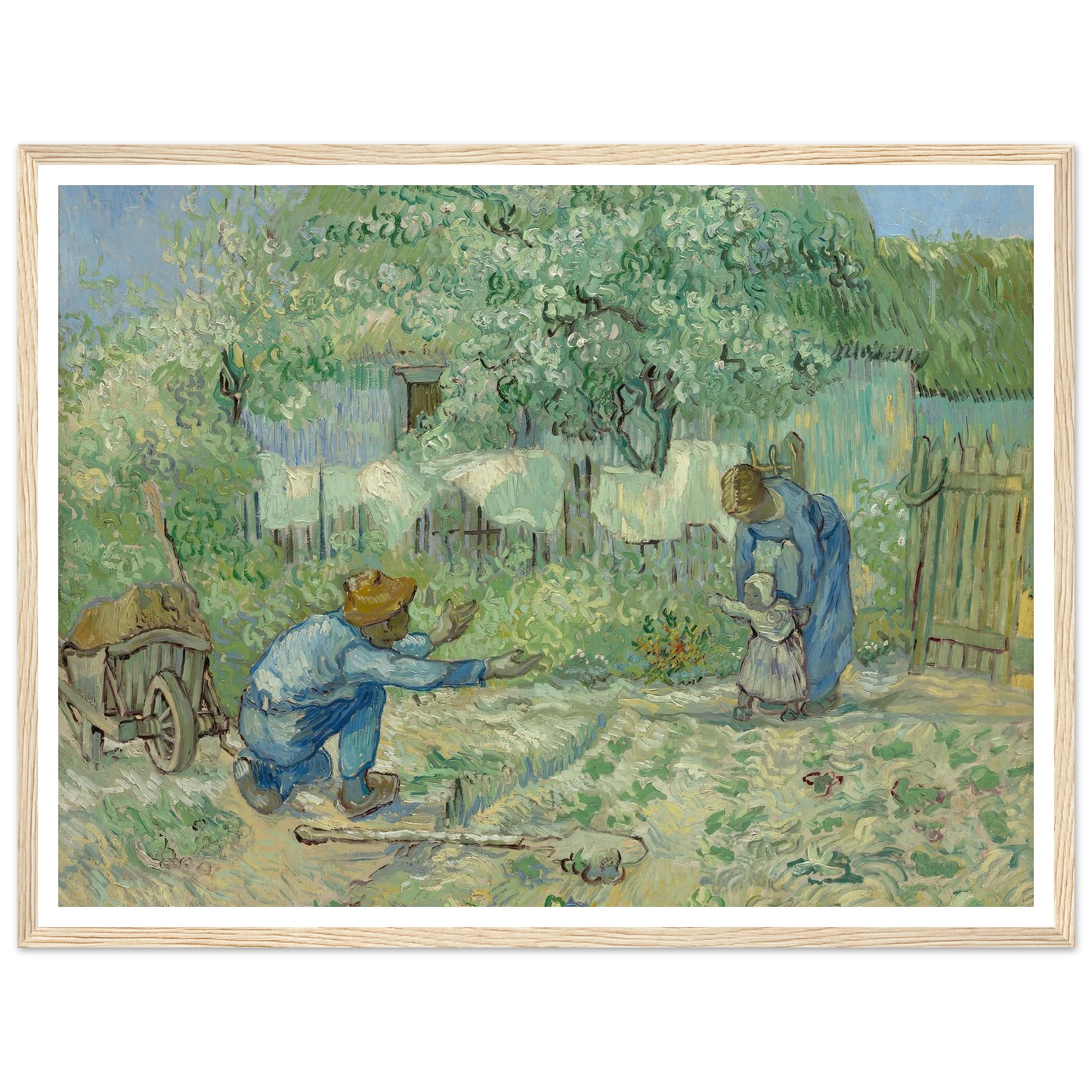 First Steps, after Millet (1890) Art Print | Vincent van Gogh - Framed Poster - 30x40 cm / 12x16″ - Black frame
