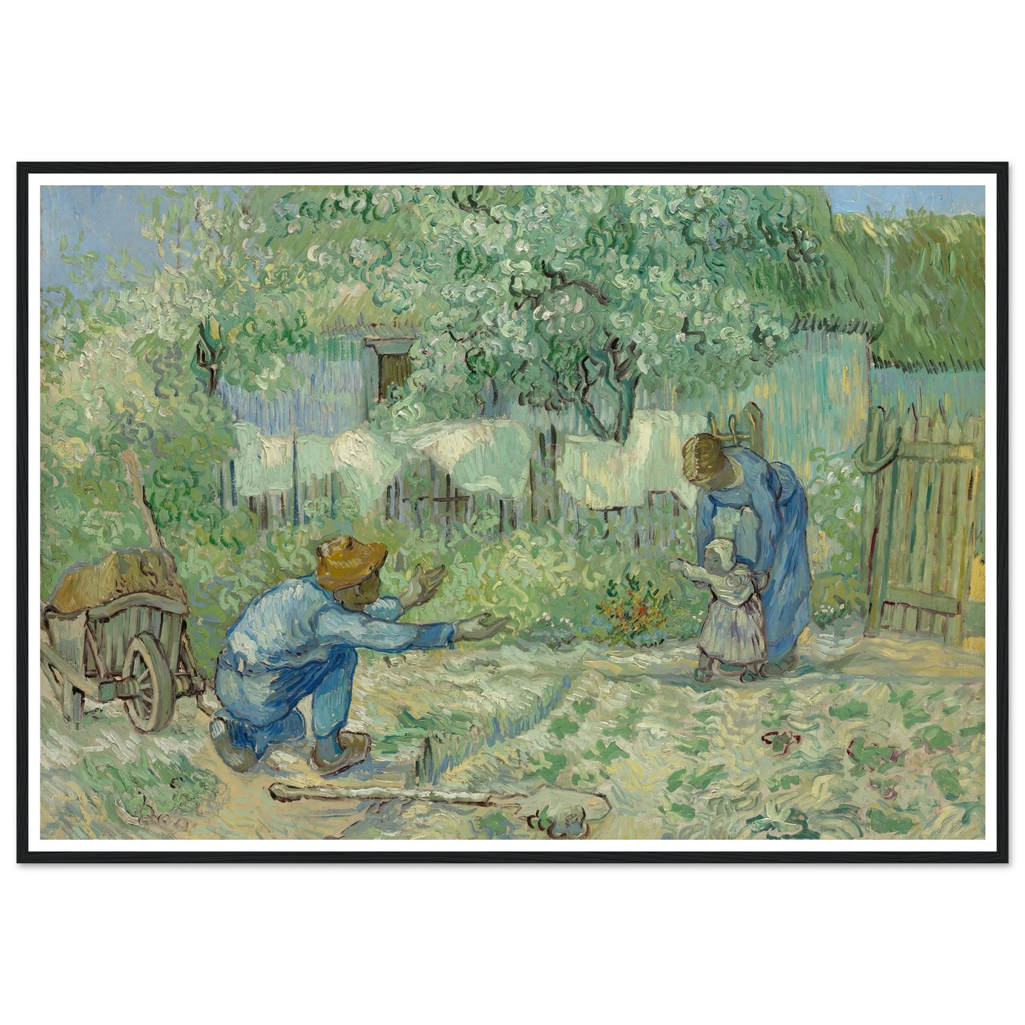 First Steps, after Millet (1890) Art Print | Vincent van Gogh - Framed Poster - 30x40 cm / 12x16″ - Black frame