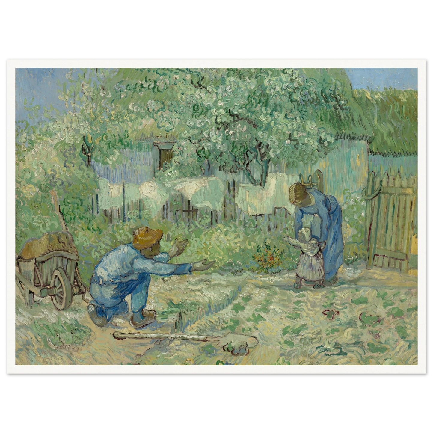 First Steps, after Millet (1890) Art Print | Vincent van Gogh - Framed Poster - 30x40 cm / 12x16″ - Black frame