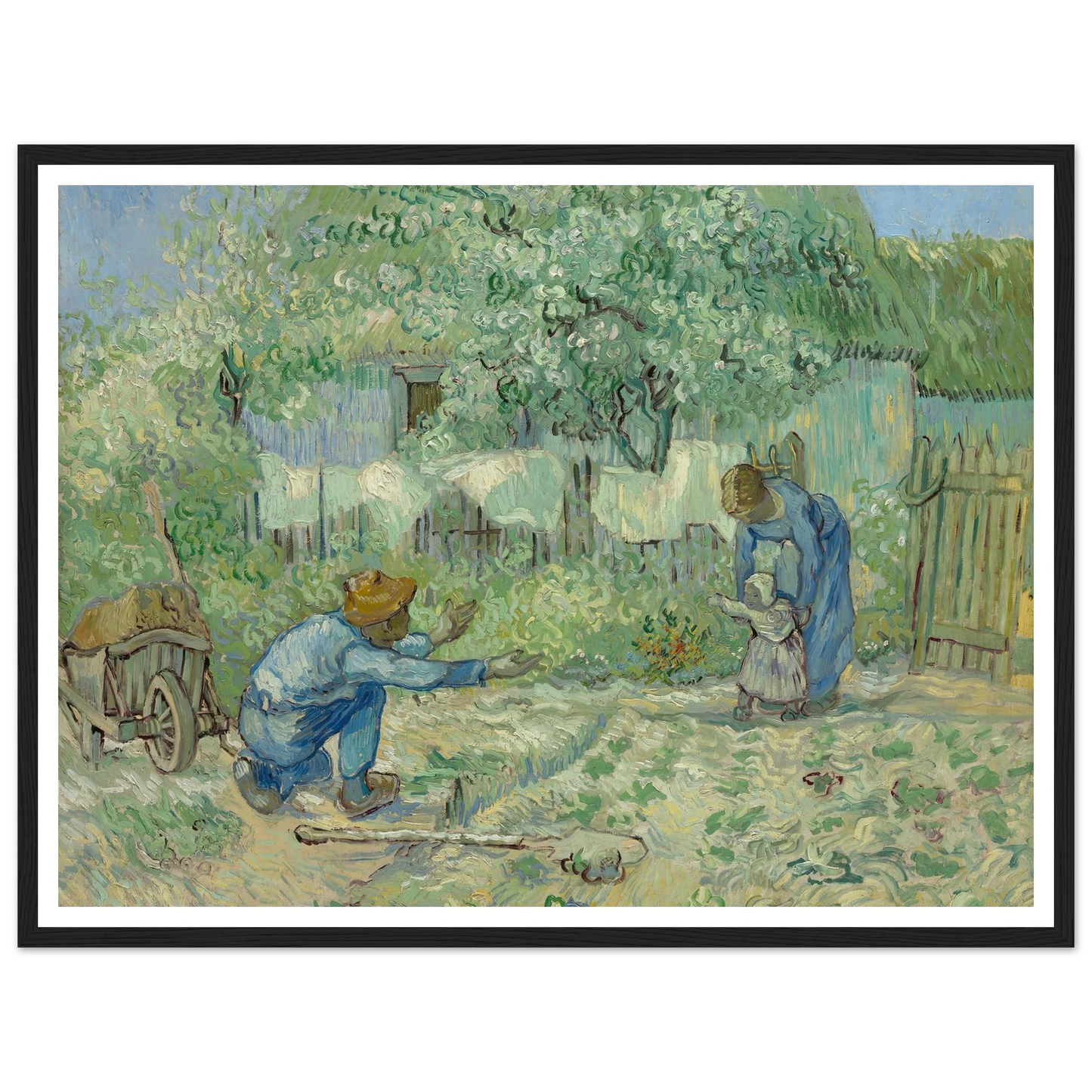 First Steps, after Millet (1890) Art Print | Vincent van Gogh - Framed Poster - 30x40 cm / 12x16″ - Black frame