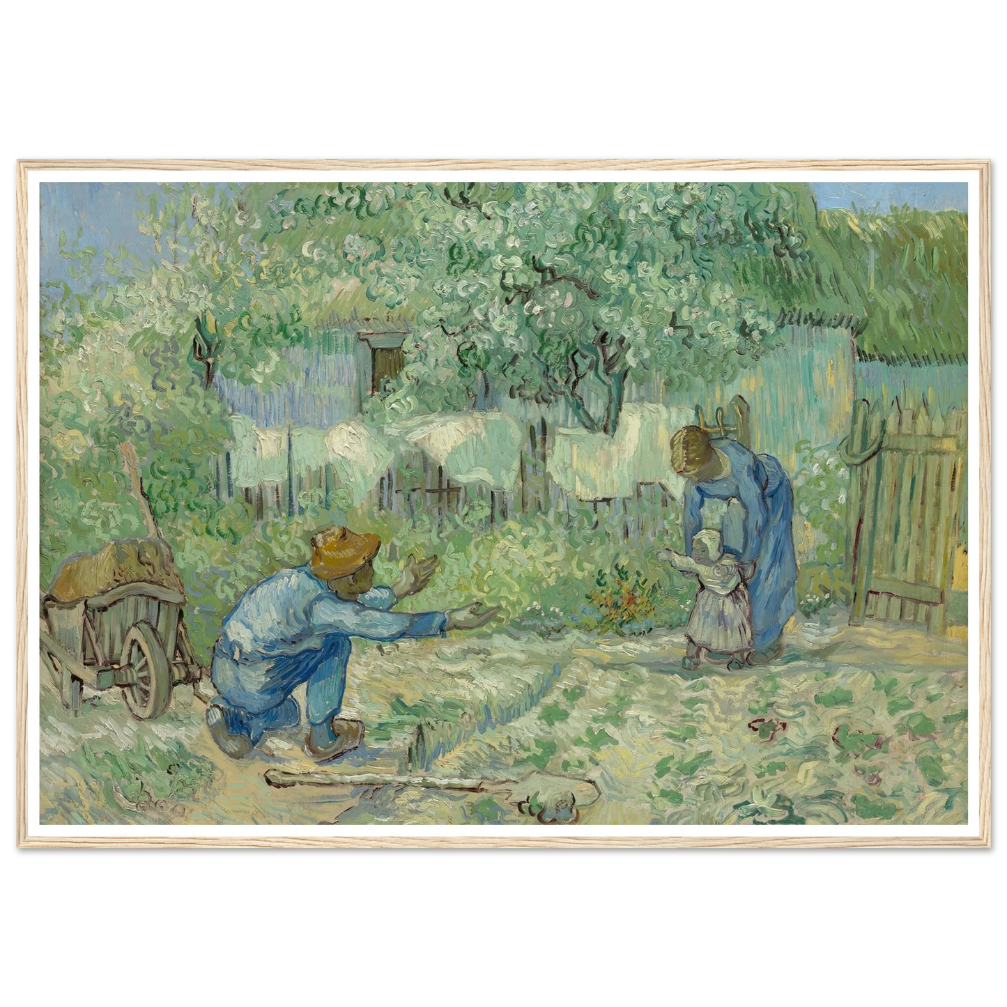 First Steps, after Millet (1890) Art Print | Vincent van Gogh - Framed Poster - 30x40 cm / 12x16″ - Black frame