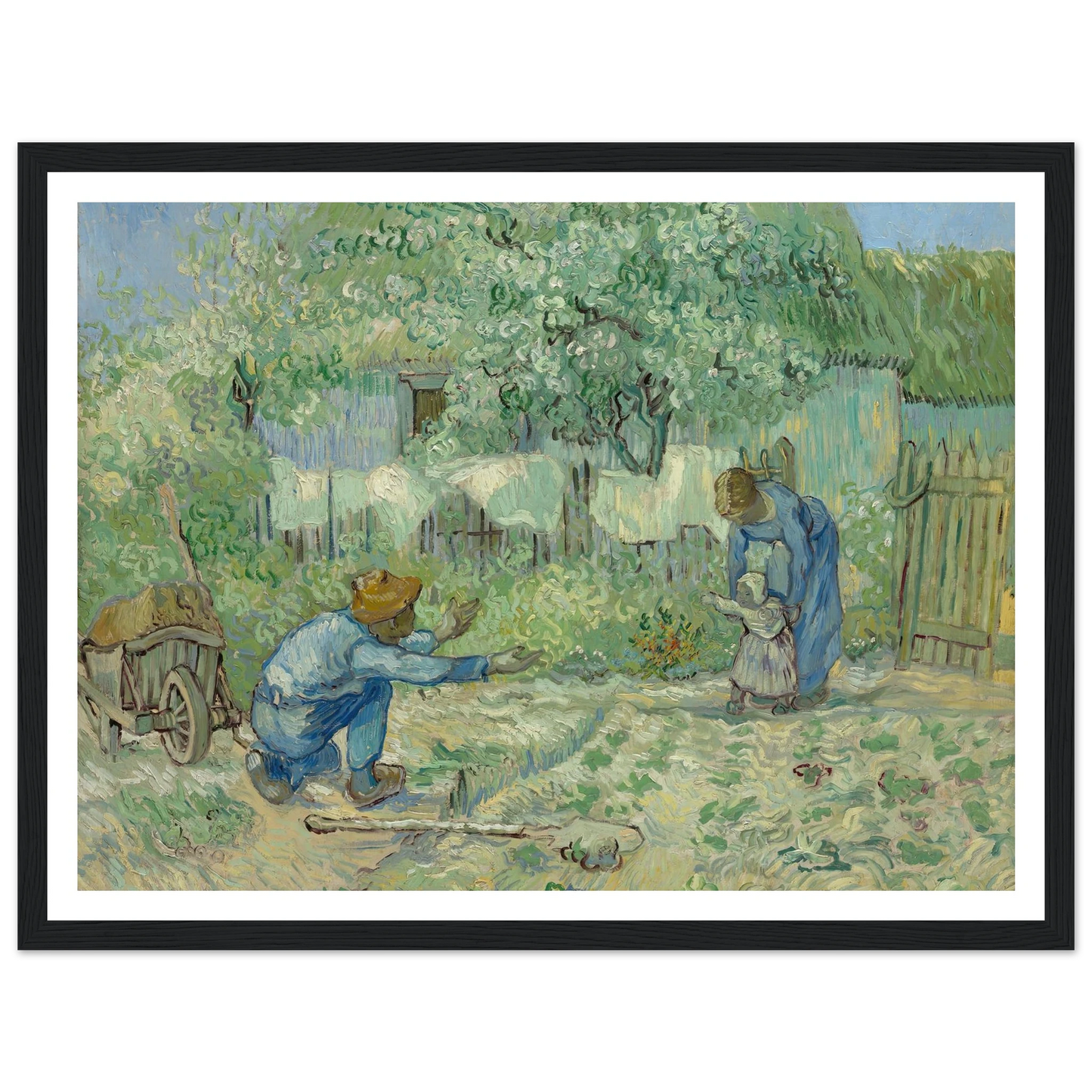 First Steps, after Millet (1890) Art Print | Vincent van Gogh - Framed Poster - 30x40 cm / 12x16″ - Black frame