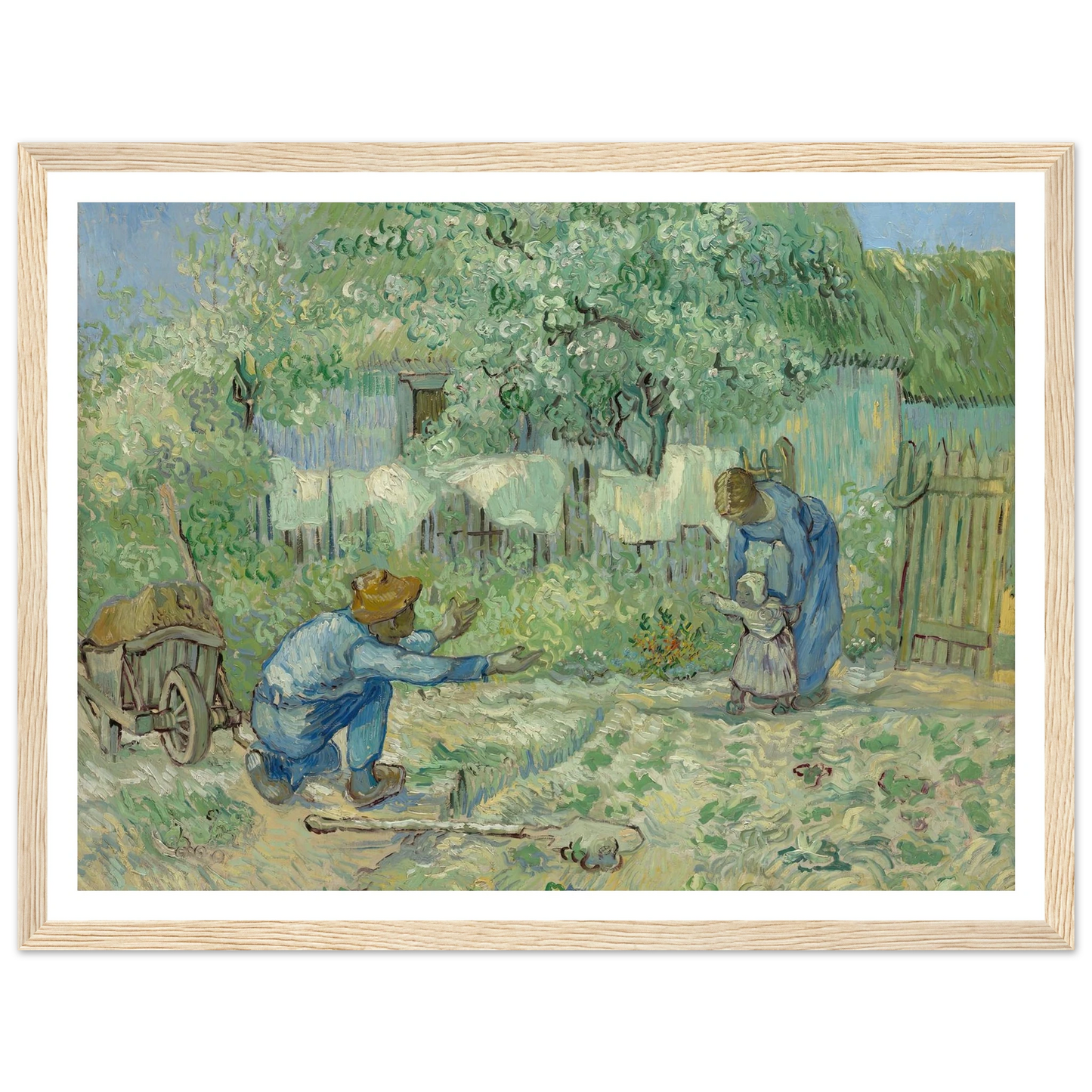 First Steps, after Millet (1890) Art Print | Vincent van Gogh - Framed Poster - 30x40 cm / 12x16″ - Black frame