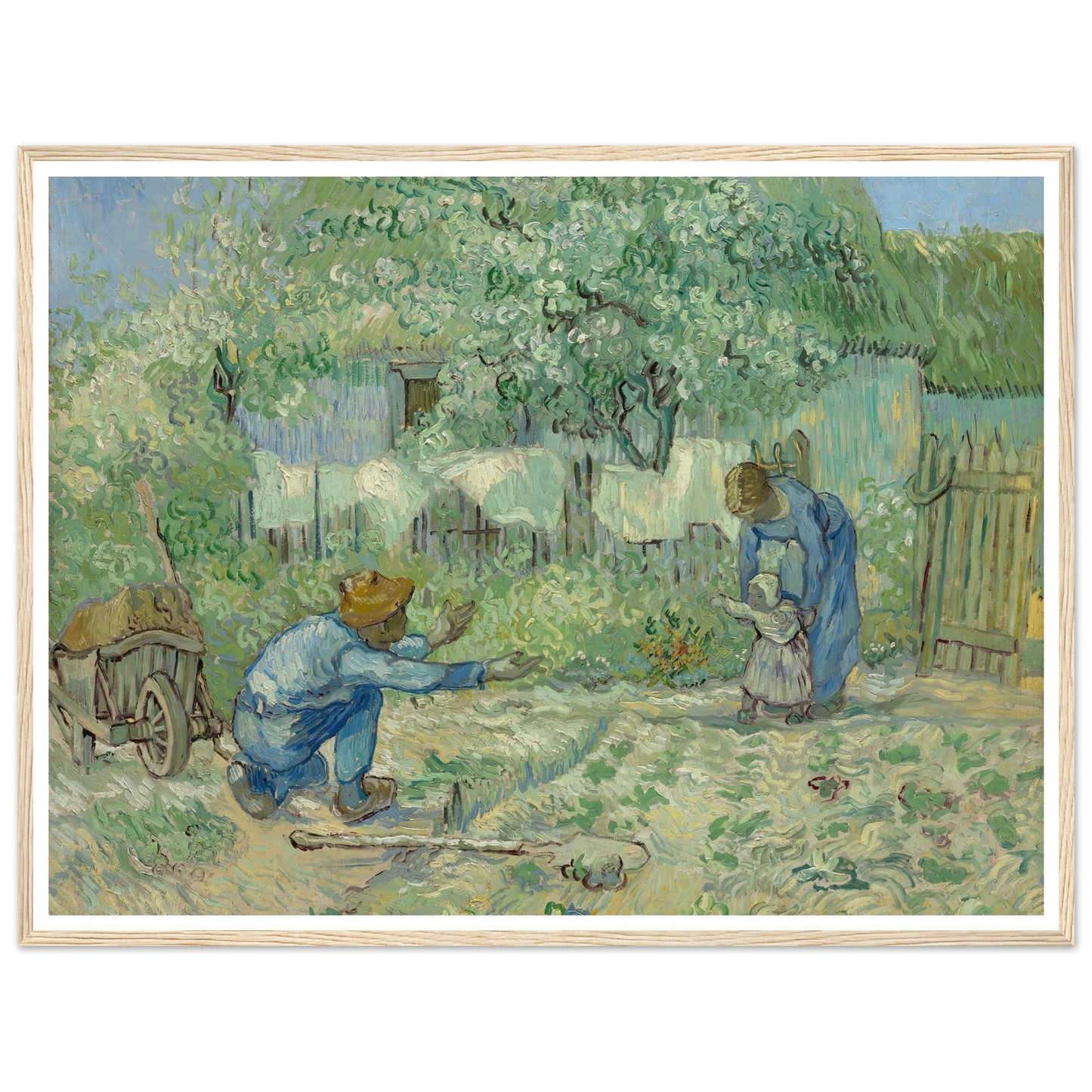 First Steps, after Millet (1890) Art Print | Vincent van Gogh - Framed Poster - 30x40 cm / 12x16″ - Black frame
