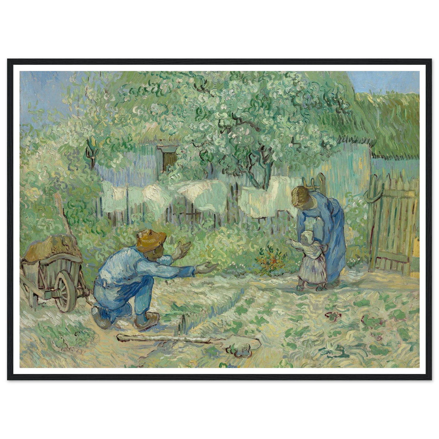 First Steps, after Millet (1890) Art Print | Vincent van Gogh - Framed Poster - 30x40 cm / 12x16″ - Black frame