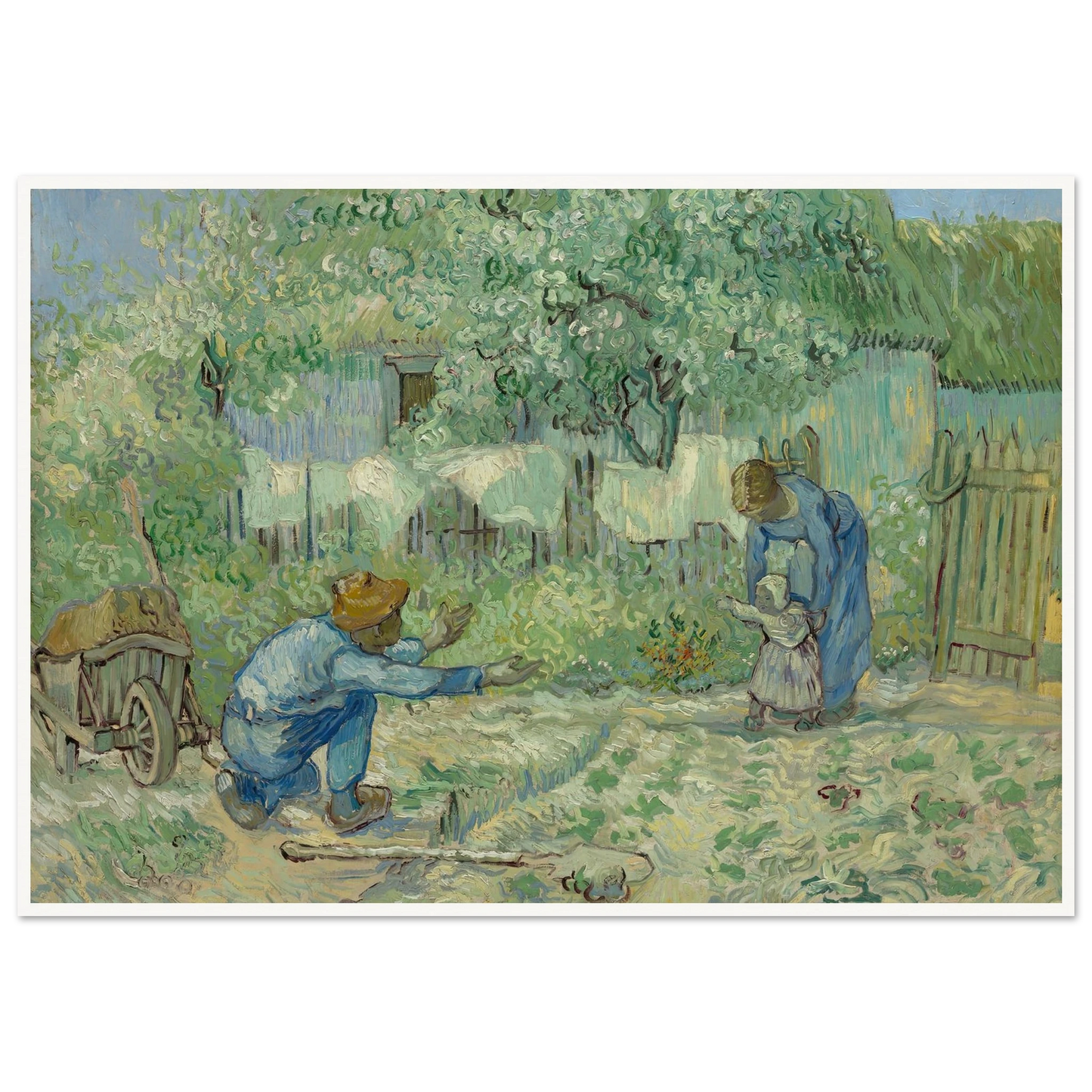 First Steps, after Millet (1890) Art Print | Vincent van Gogh - Framed Poster - 30x40 cm / 12x16″ - Black frame