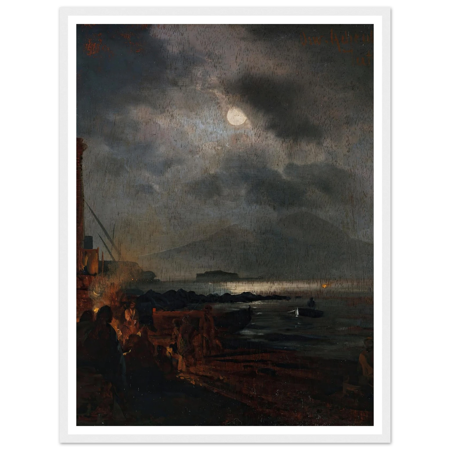 Fischer in der Bucht von Neapel bei Mondschein (1885) Art Print | Oswald Achenbach - Framed Poster - 30x40 cm / 12x16″ - Black frame