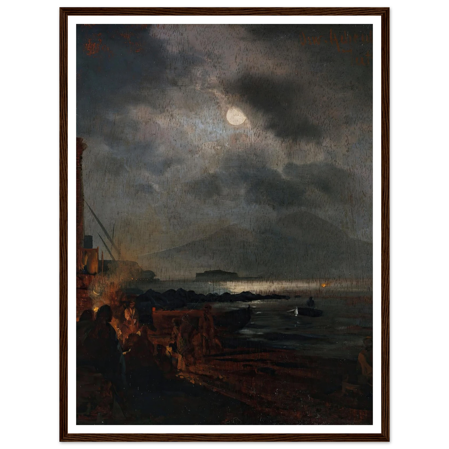 Fischer in der Bucht von Neapel bei Mondschein (1885) Art Print | Oswald Achenbach - Framed Poster - 30x40 cm / 12x16″ - Black frame
