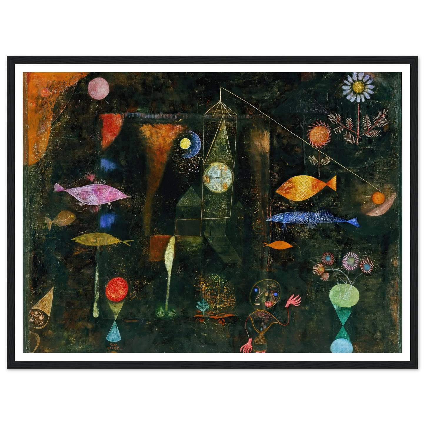 Fish Magic (1925) Art Print | Paul Klee - Framed Poster - 30x40 cm / 12x16″ - Black frame