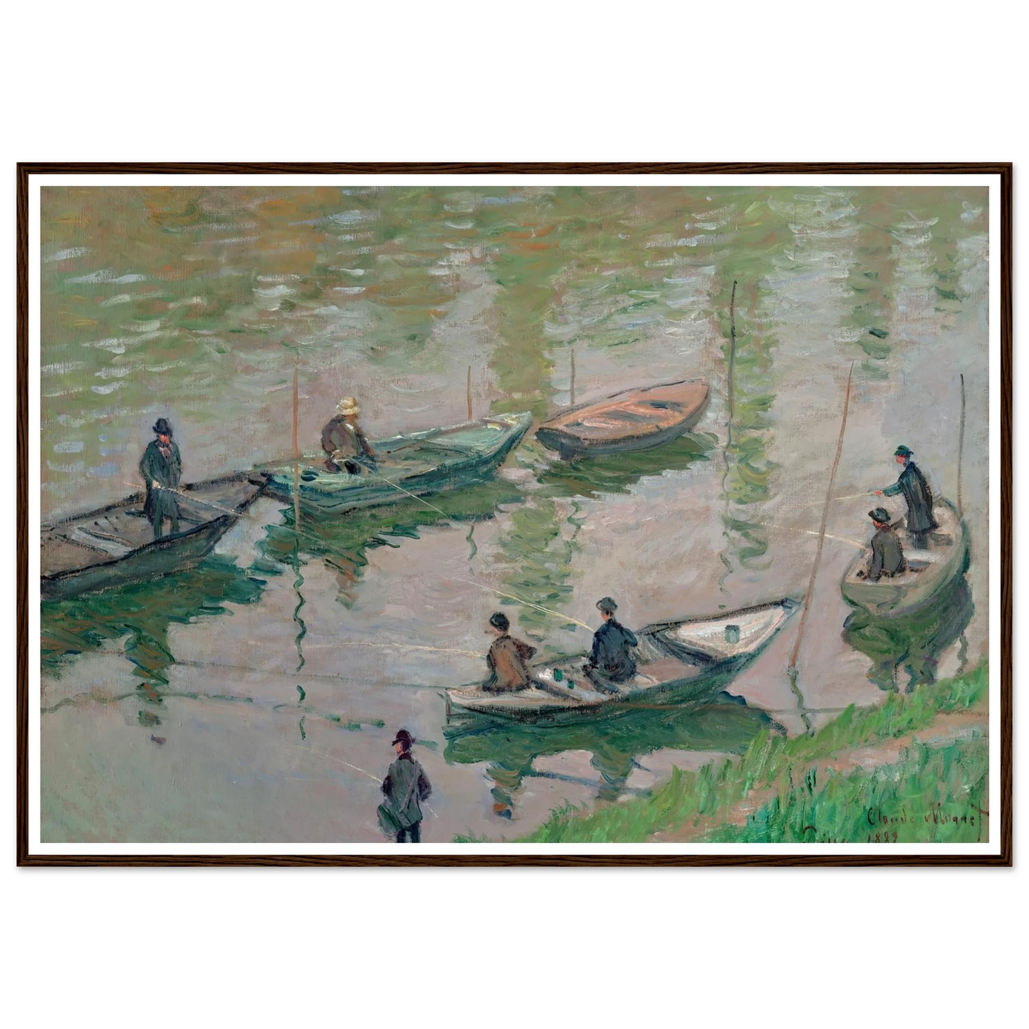 Fisherman on the Seine near Poissy (1882) Art Print | Claude Monet - Framed Poster - 30x40 cm / 12x16″ - Black frame