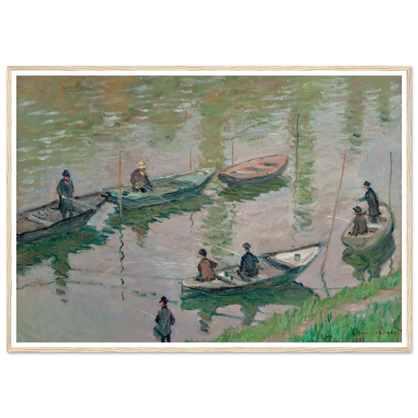 Fisherman on the Seine near Poissy (1882) Art Print | Claude Monet - Framed Poster - 30x40 cm / 12x16″ - Black frame