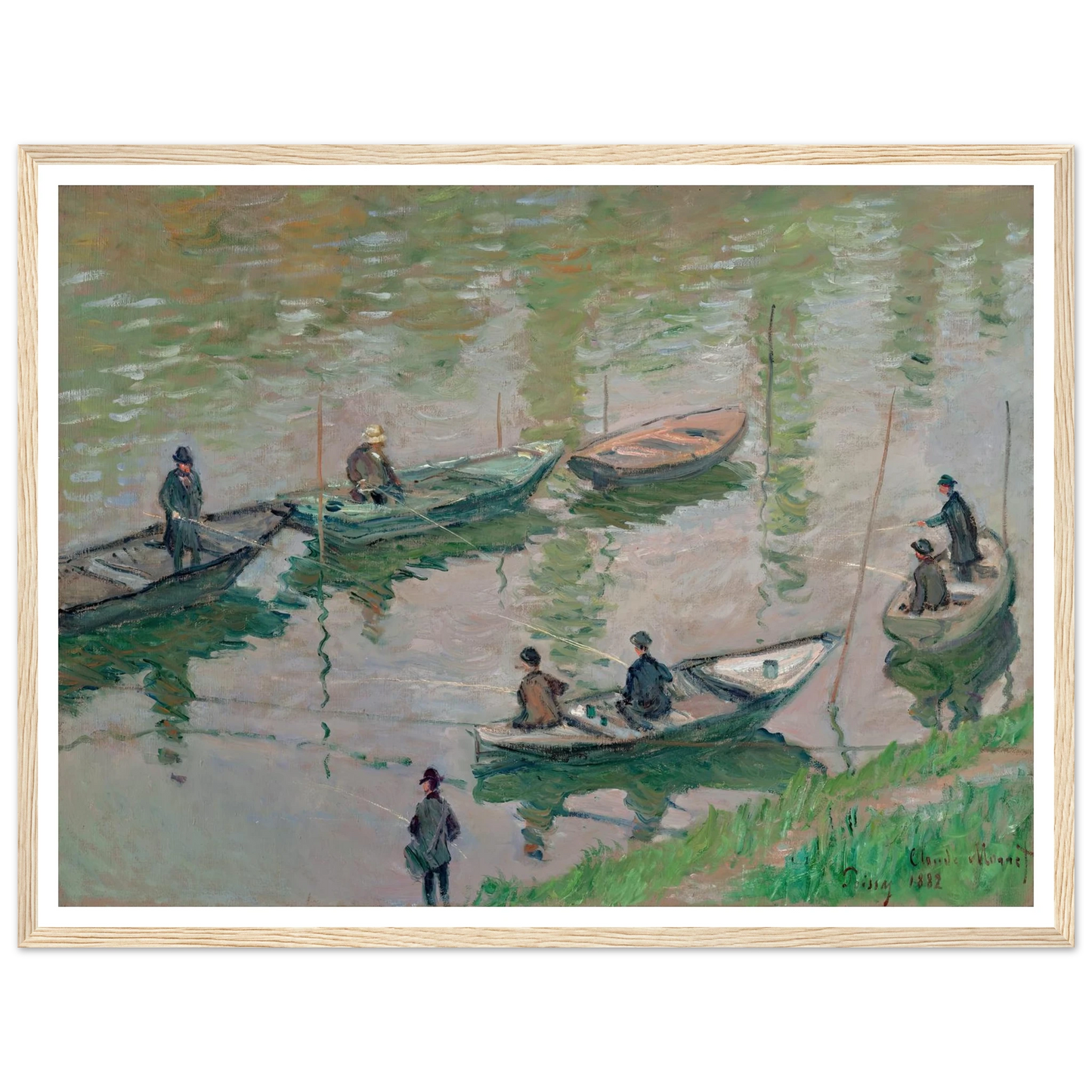 Fisherman on the Seine near Poissy (1882) Art Print | Claude Monet - Framed Poster - 30x40 cm / 12x16″ - Black frame