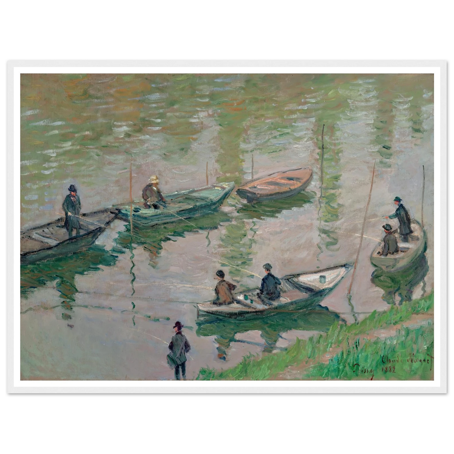 Fisherman on the Seine near Poissy (1882) Art Print | Claude Monet - Framed Poster - 30x40 cm / 12x16″ - Black frame