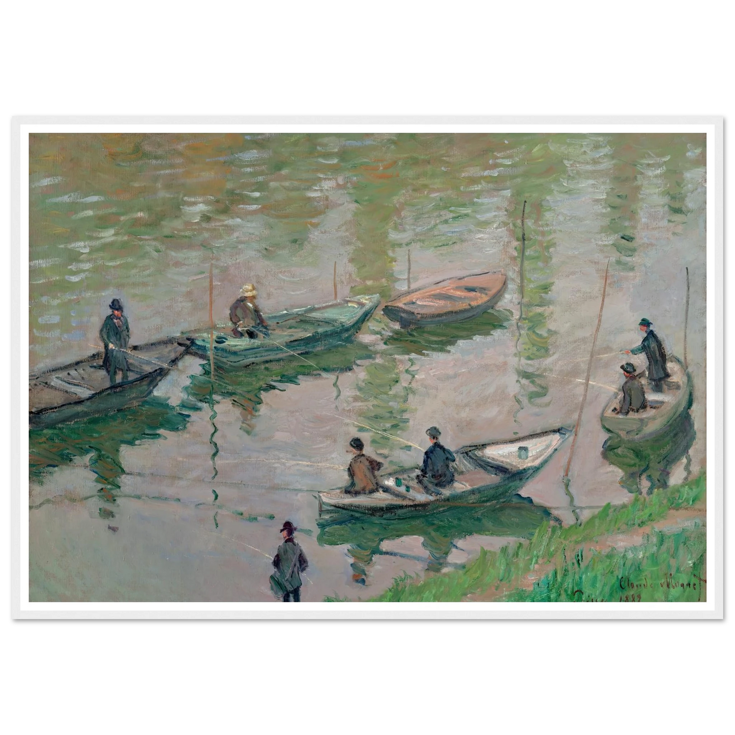 Fisherman on the Seine near Poissy (1882) Art Print | Claude Monet - Framed Poster - 30x40 cm / 12x16″ - Black frame