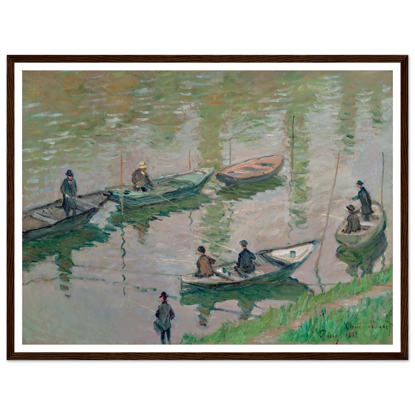 Fisherman on the Seine near Poissy (1882) Art Print | Claude Monet - Framed Poster - 30x40 cm / 12x16″ - Black frame