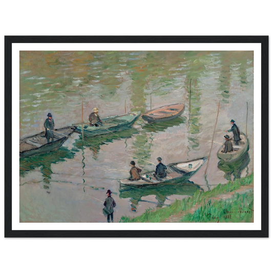 Fisherman on the Seine near Poissy (1882) Art Print | Claude Monet - Framed Poster - 30x40 cm / 12x16″ - Black frame