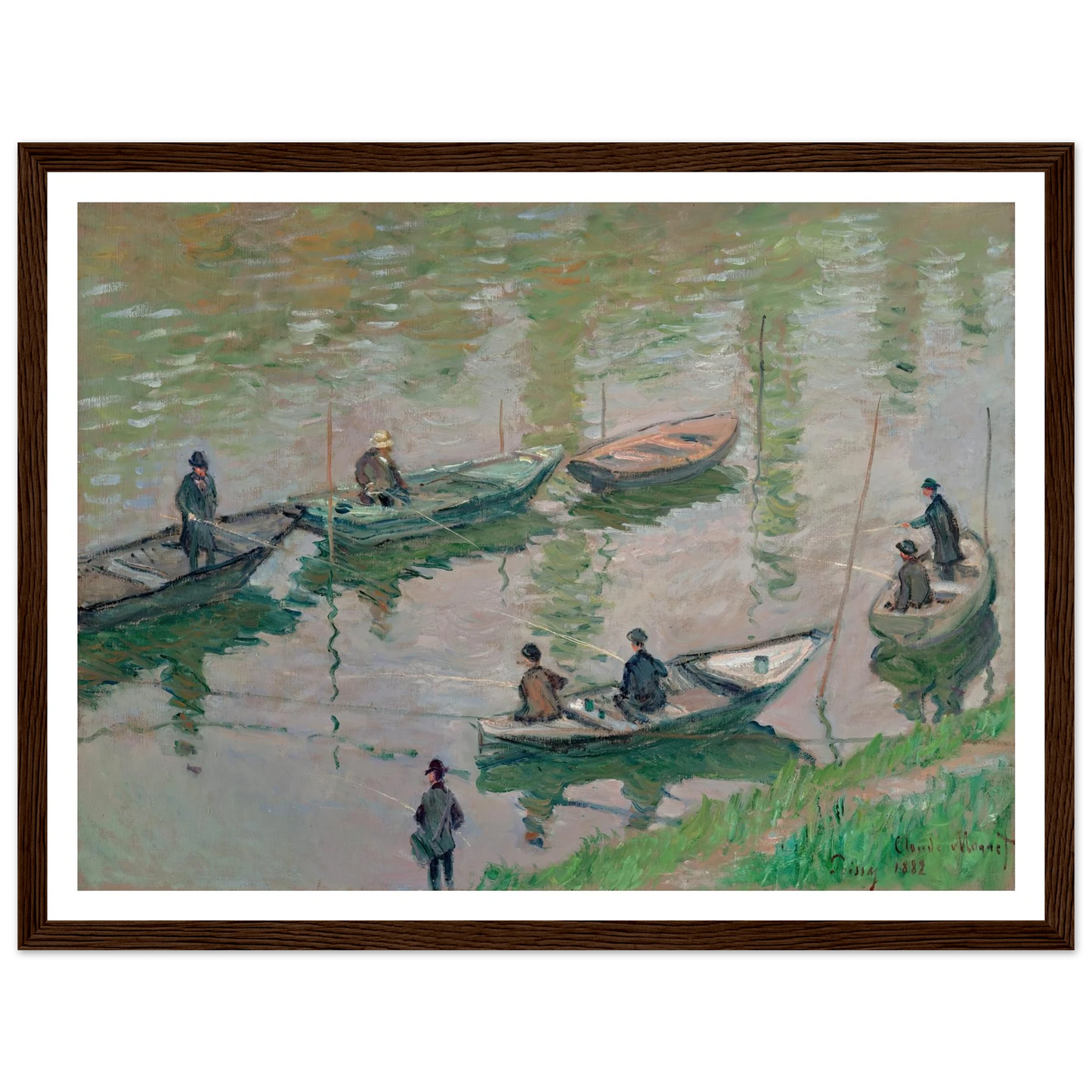 Fisherman on the Seine near Poissy (1882) Art Print | Claude Monet - Framed Poster - 30x40 cm / 12x16″ - Black frame