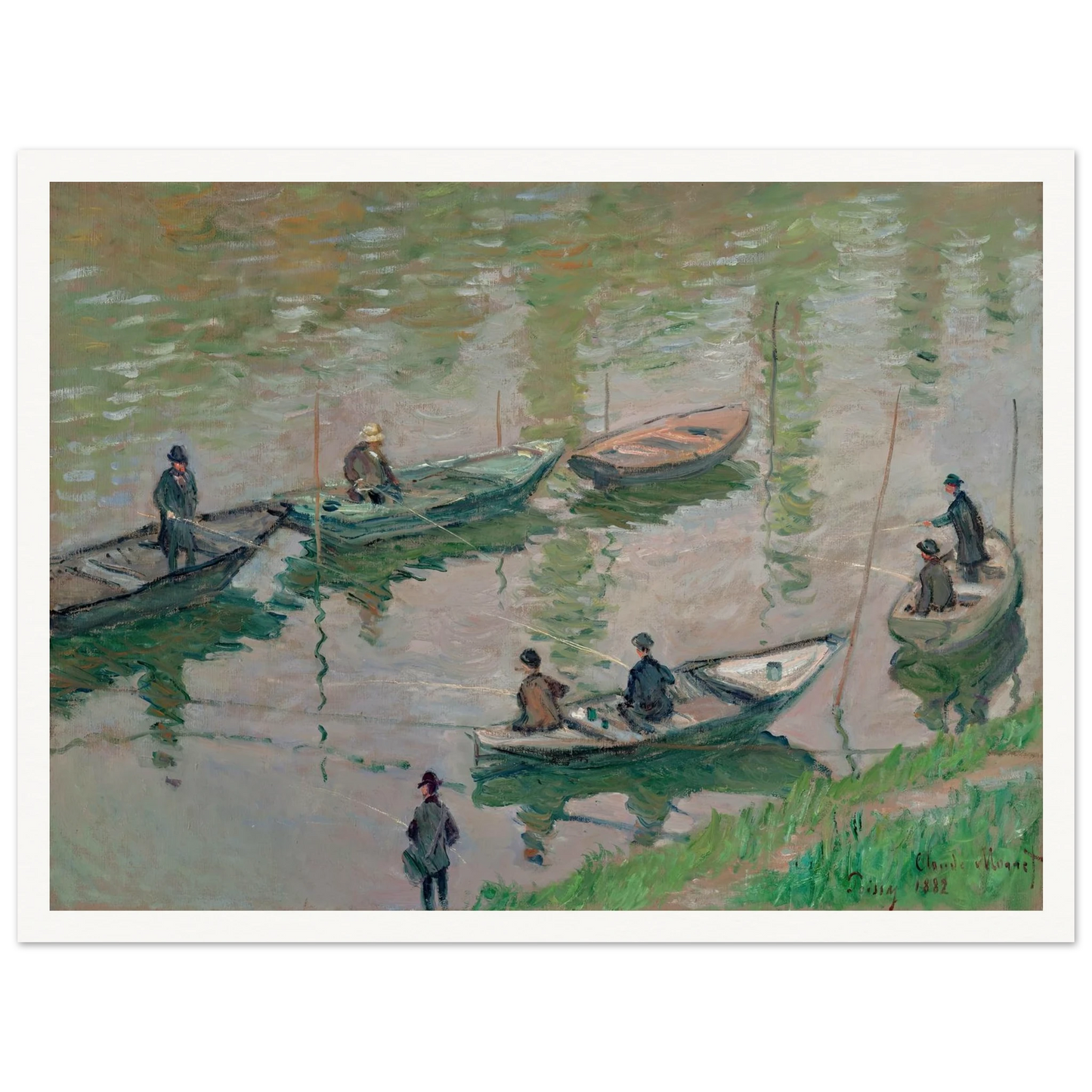Fisherman on the Seine near Poissy (1882) Art Print | Claude Monet - Framed Poster - 30x40 cm / 12x16″ - Black frame