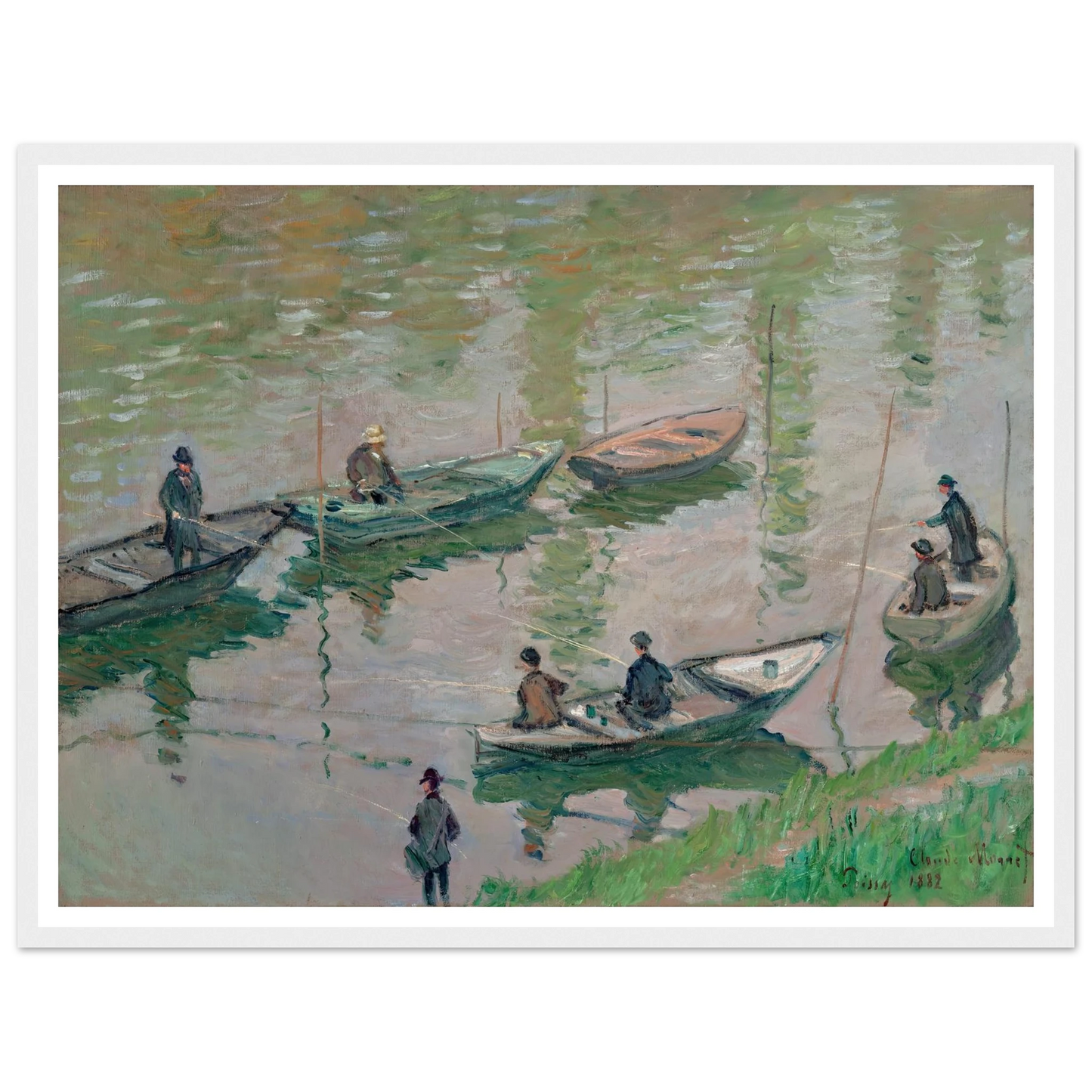 Fisherman on the Seine near Poissy (1882) Art Print | Claude Monet - Framed Poster - 30x40 cm / 12x16″ - Black frame