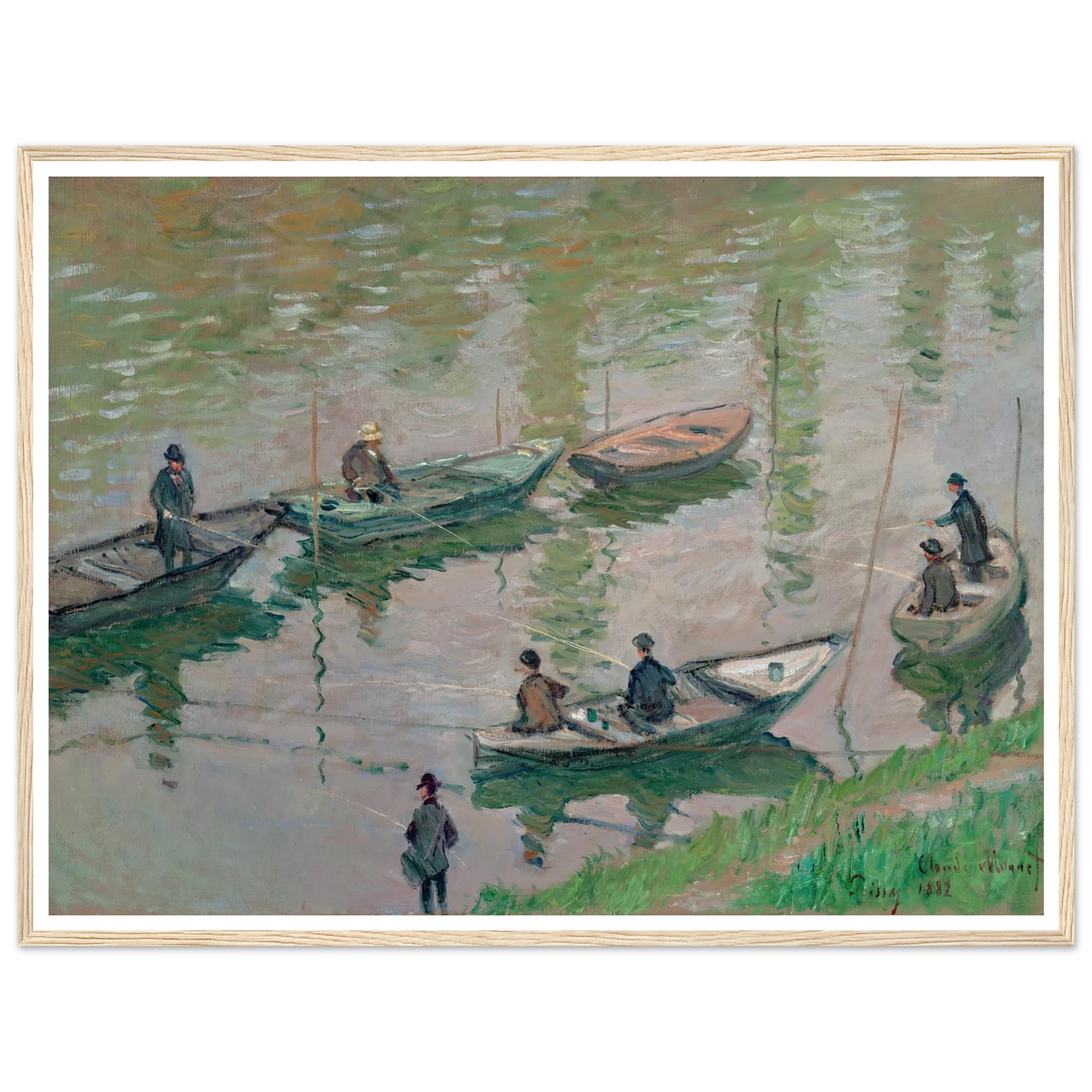 Fisherman on the Seine near Poissy (1882) Art Print | Claude Monet - Framed Poster - 30x40 cm / 12x16″ - Black frame