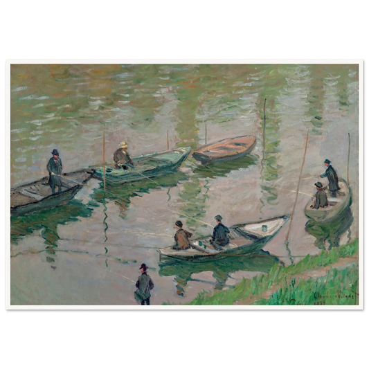 Fisherman on the Seine near Poissy (1882) Art Print | Claude Monet - Framed Poster - 30x40 cm / 12x16″ - Black frame