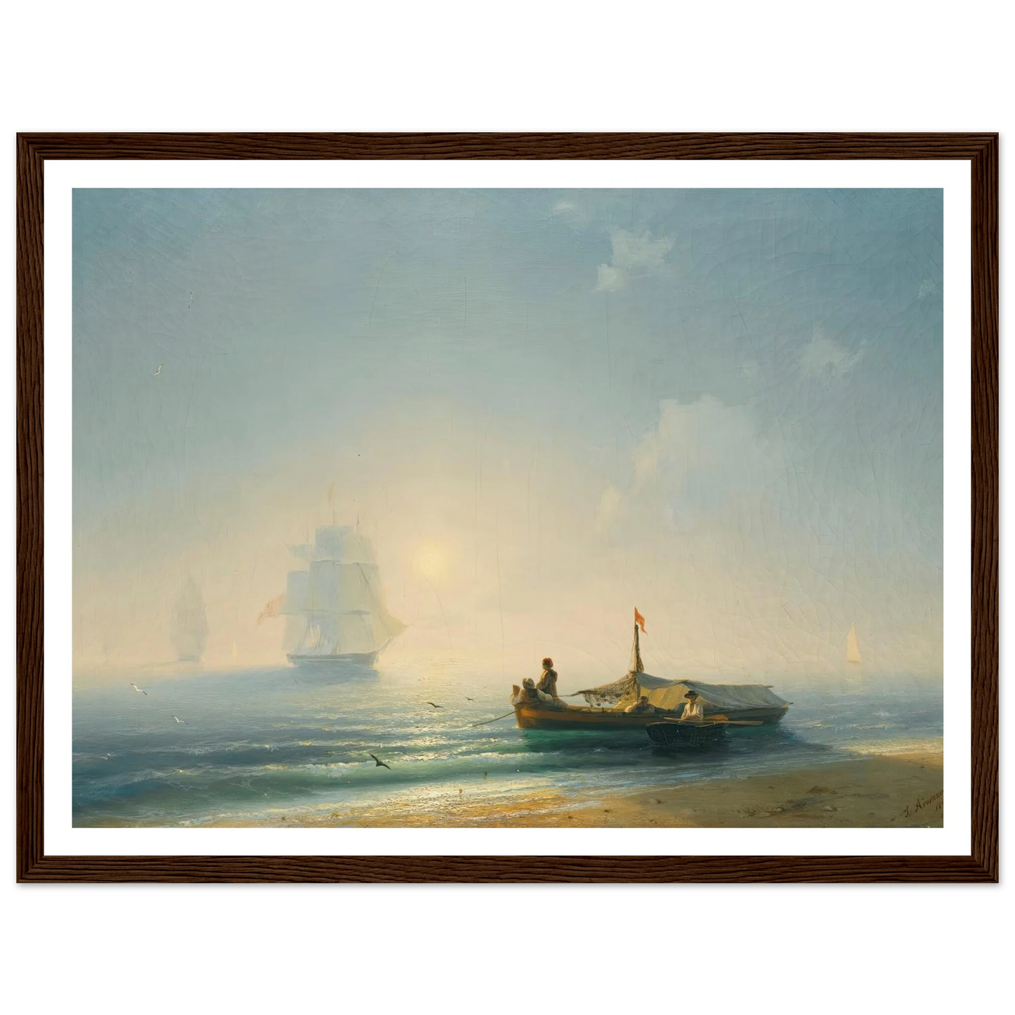 Fishermen At Dawn, Naples (1843) Art Print | Ivan Konstantinovich Aivazovsky - Framed Poster - 30x40 cm / 12x16″ - Black frame
