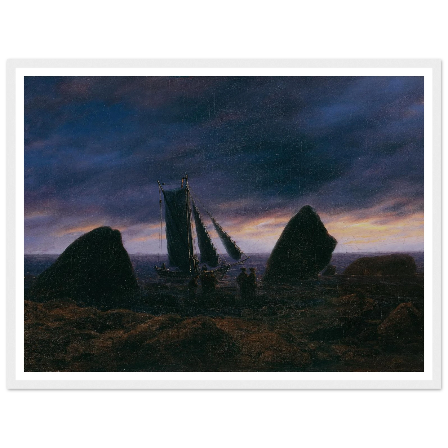 Fishing Boat by the Baltic Sea Art Print | Caspar David Friedrich - Framed Poster - 30x40 cm / 12x16″ - Black frame
