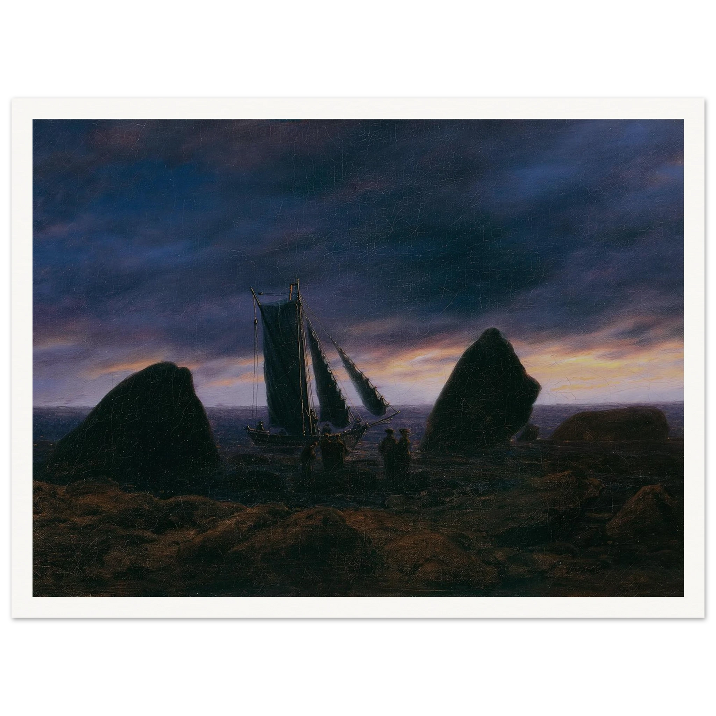 Fishing Boat by the Baltic Sea Art Print | Caspar David Friedrich - Framed Poster - 30x40 cm / 12x16″ - Black frame