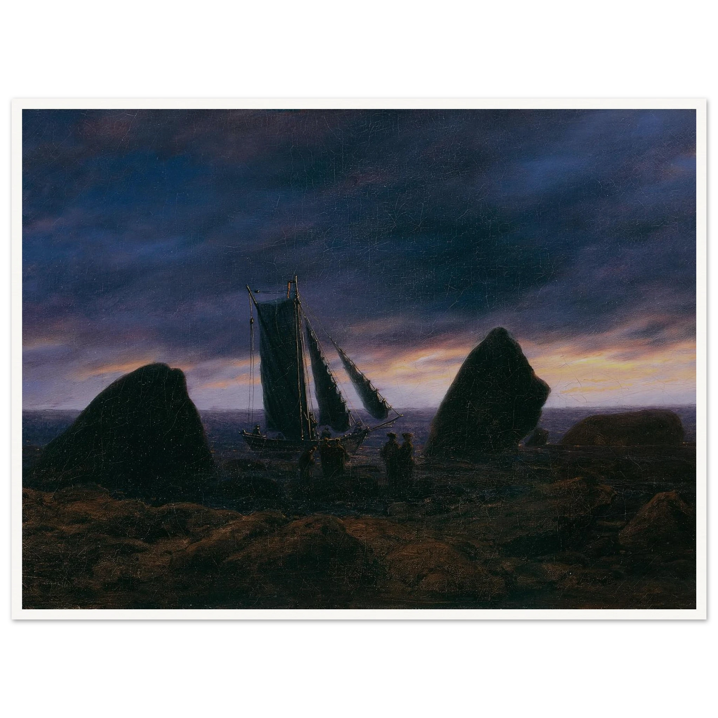 Fishing Boat by the Baltic Sea Art Print | Caspar David Friedrich - Framed Poster - 30x40 cm / 12x16″ - Black frame